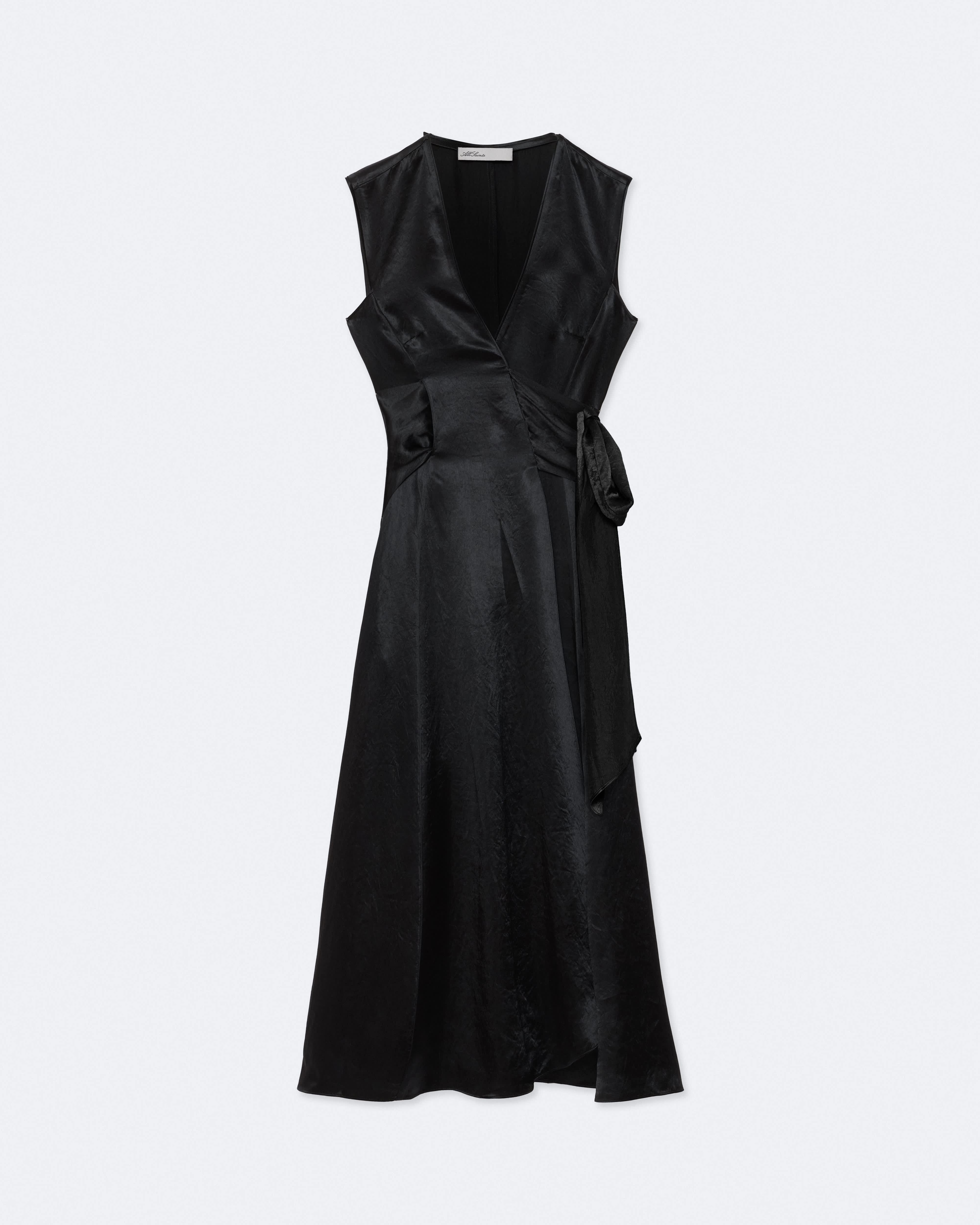 Allsaints Damen Sheen Women's Jeanne Wrap Midi Dress Size Uk 16/Us 12