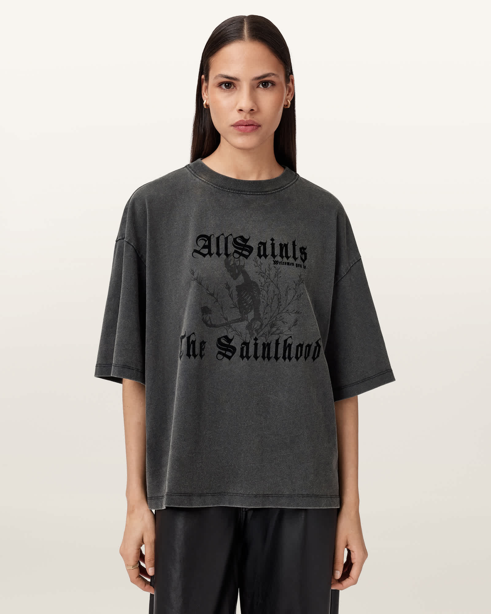 Allsaints Main: 100% Cotton Novus Amelie T-shirt In Black