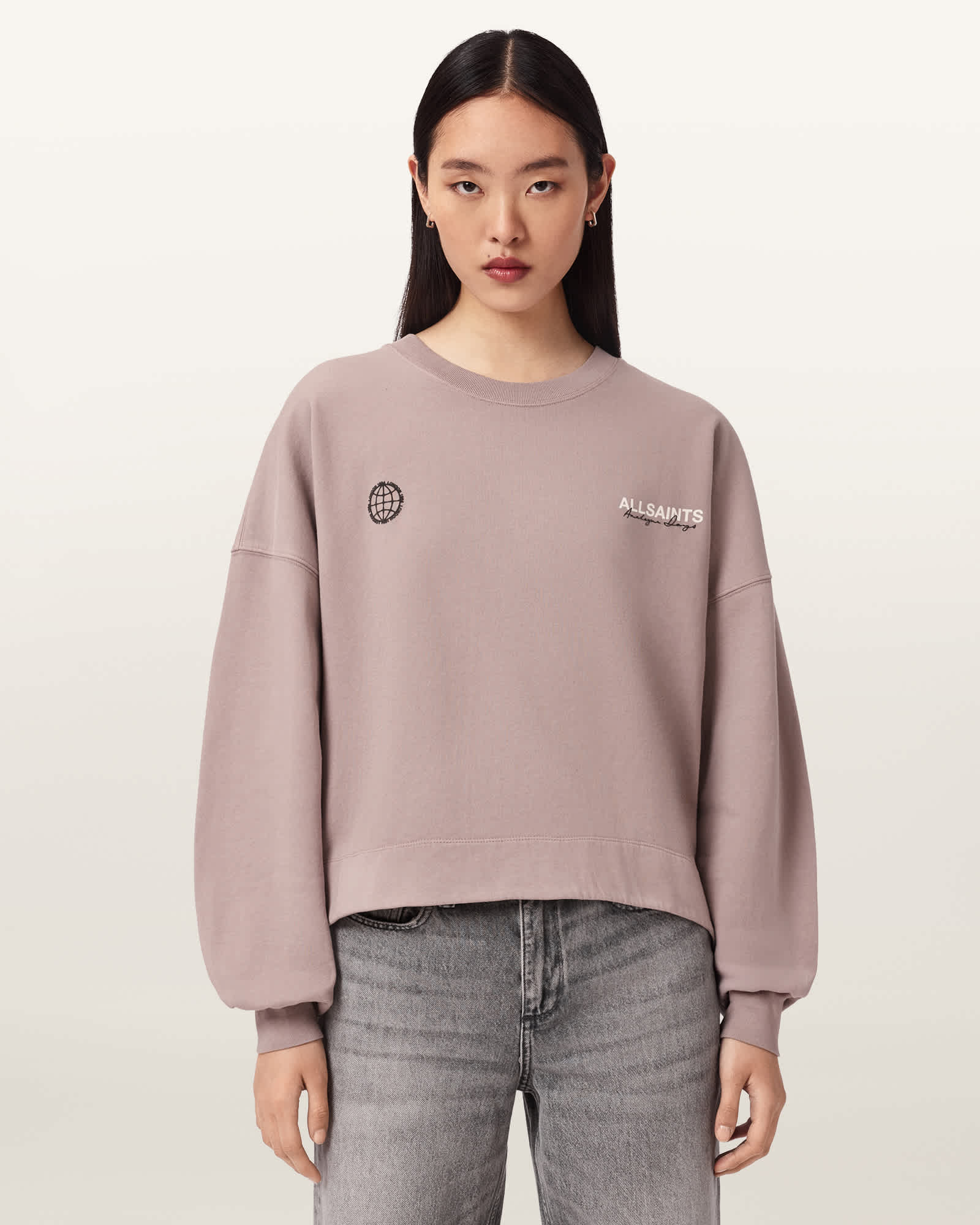 Allsaints Women's Lilac Emblem Oversized Lila Sweatshirt - Size  M