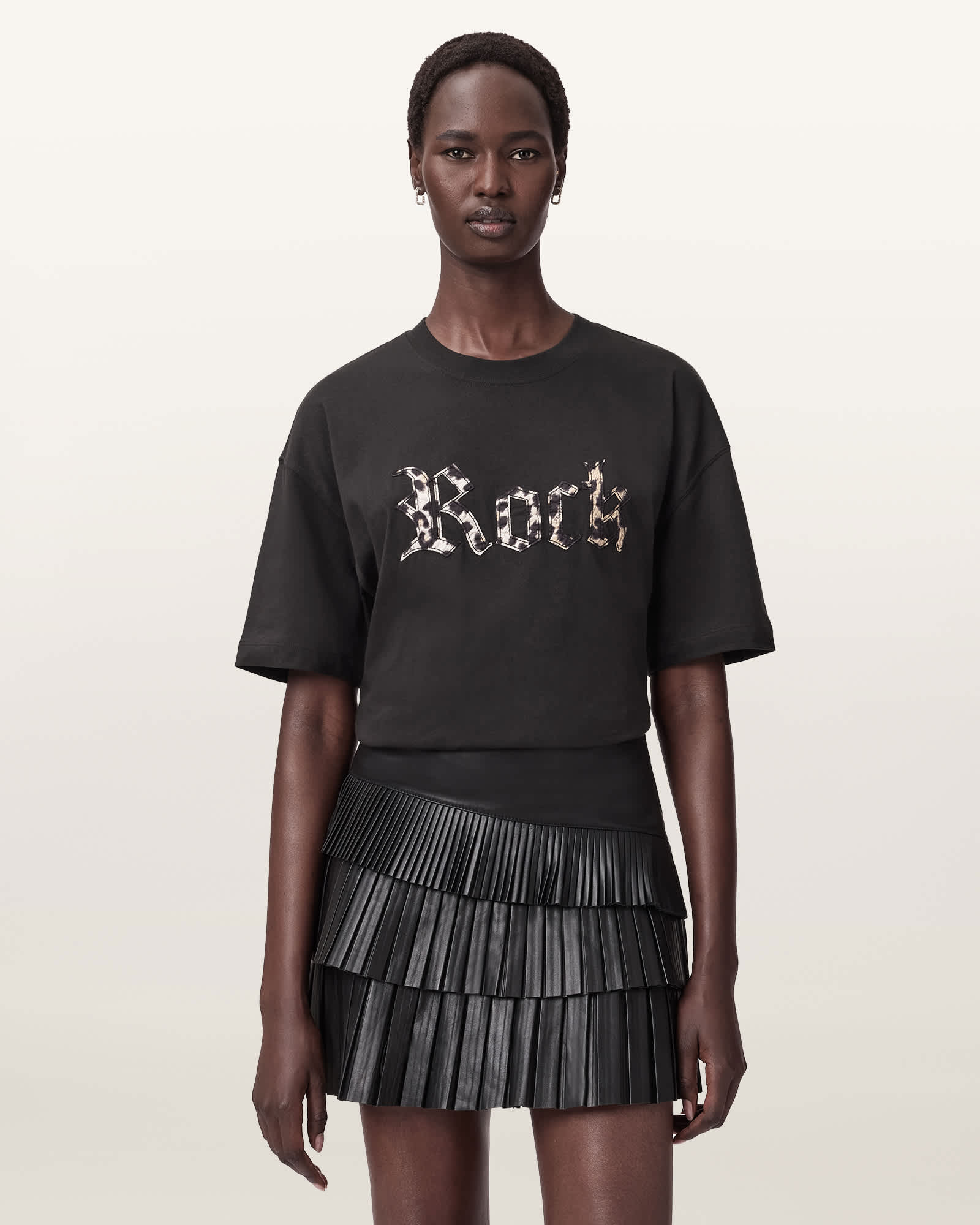 Allsaints Rock Etta Oversized T-shirt In Brown
