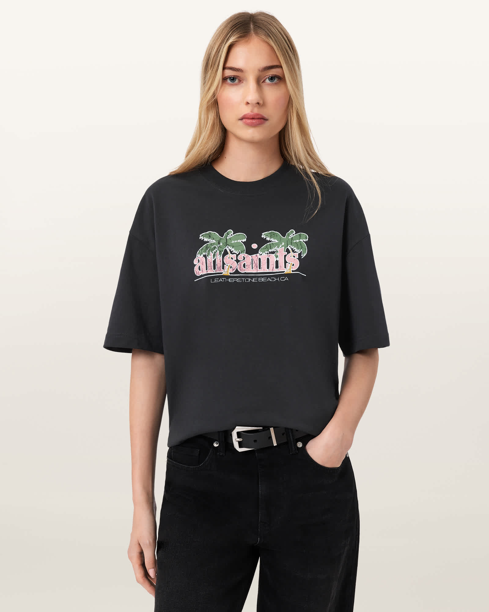 AllSaints Cotton Troppo Oversized Etta T-Shirt, Size: L