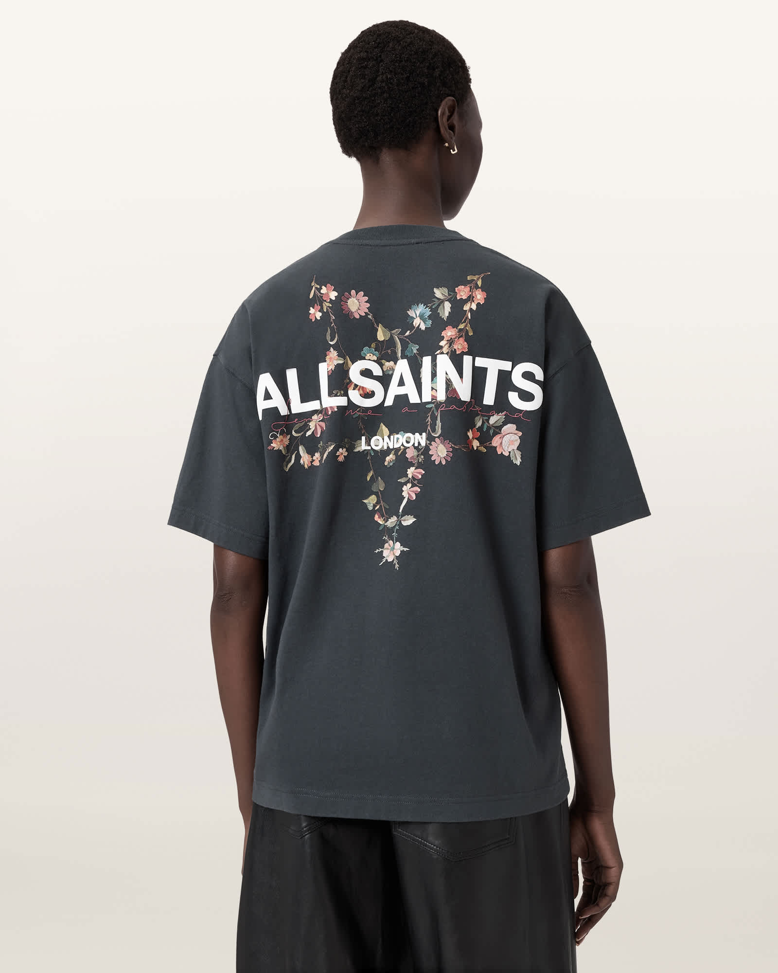 AllSaints Pentacle Oversized Etta T-Shirt,, Black