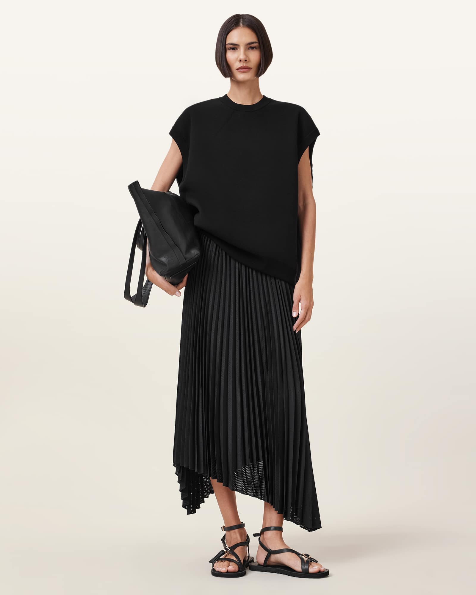 AllSaints Leia Harley 2-in-1 Midi Dress,, Black