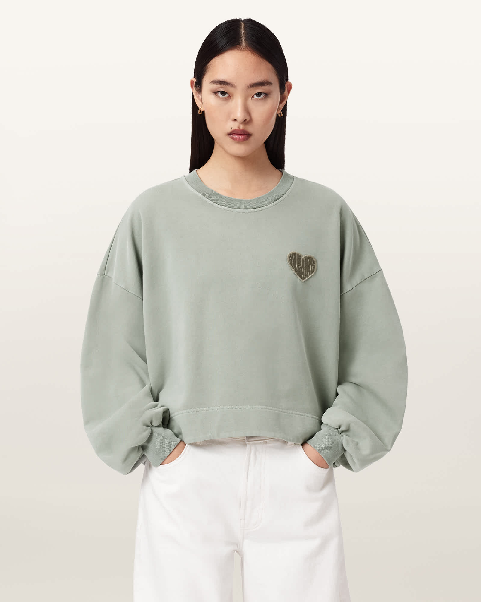 AllSaints Cotton Lover Oversized Crew Neck Sweatshirt, Size: L