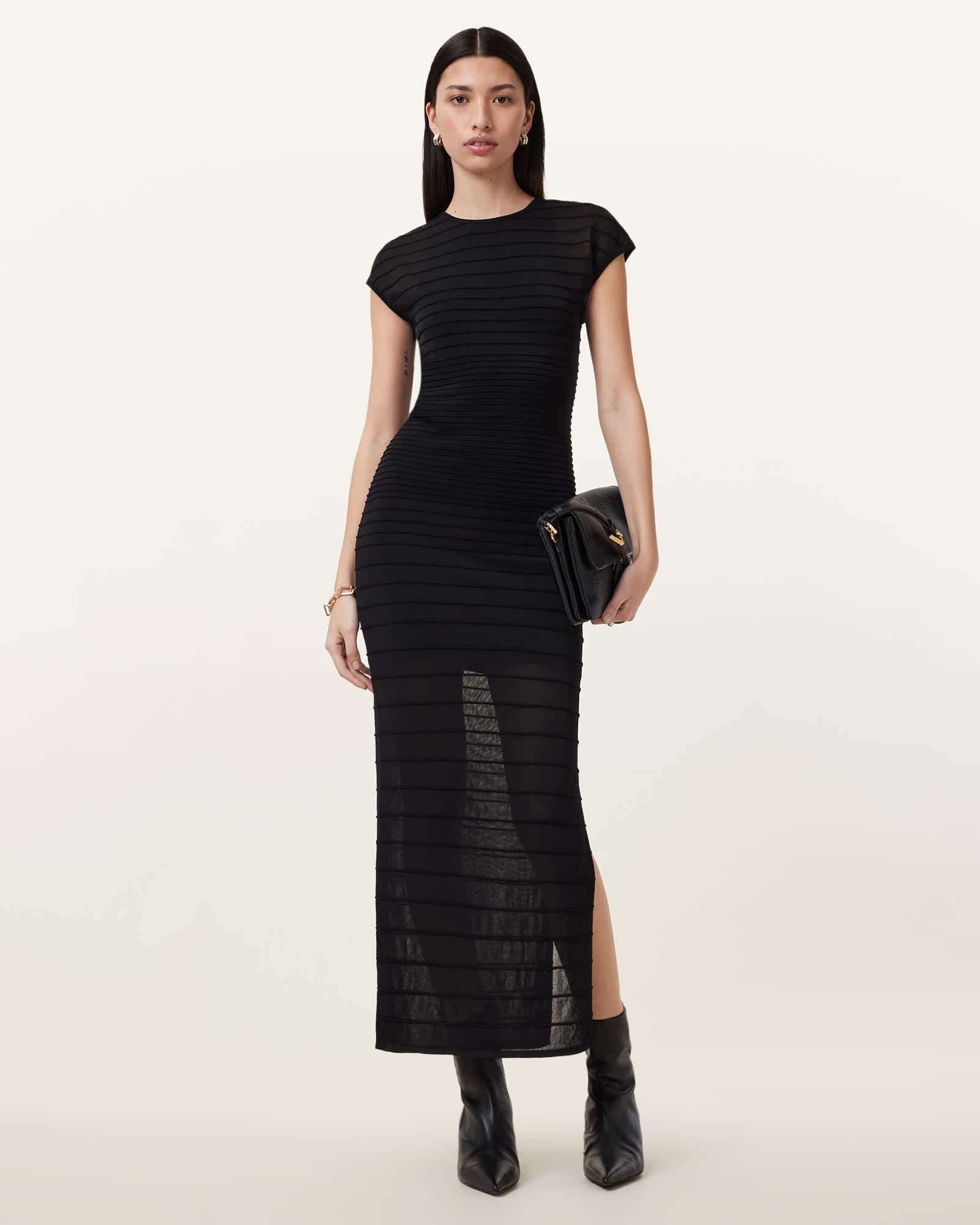 Allsaints Women's Ivana Ribbed Bodycon Midi Dress - Size  Xs