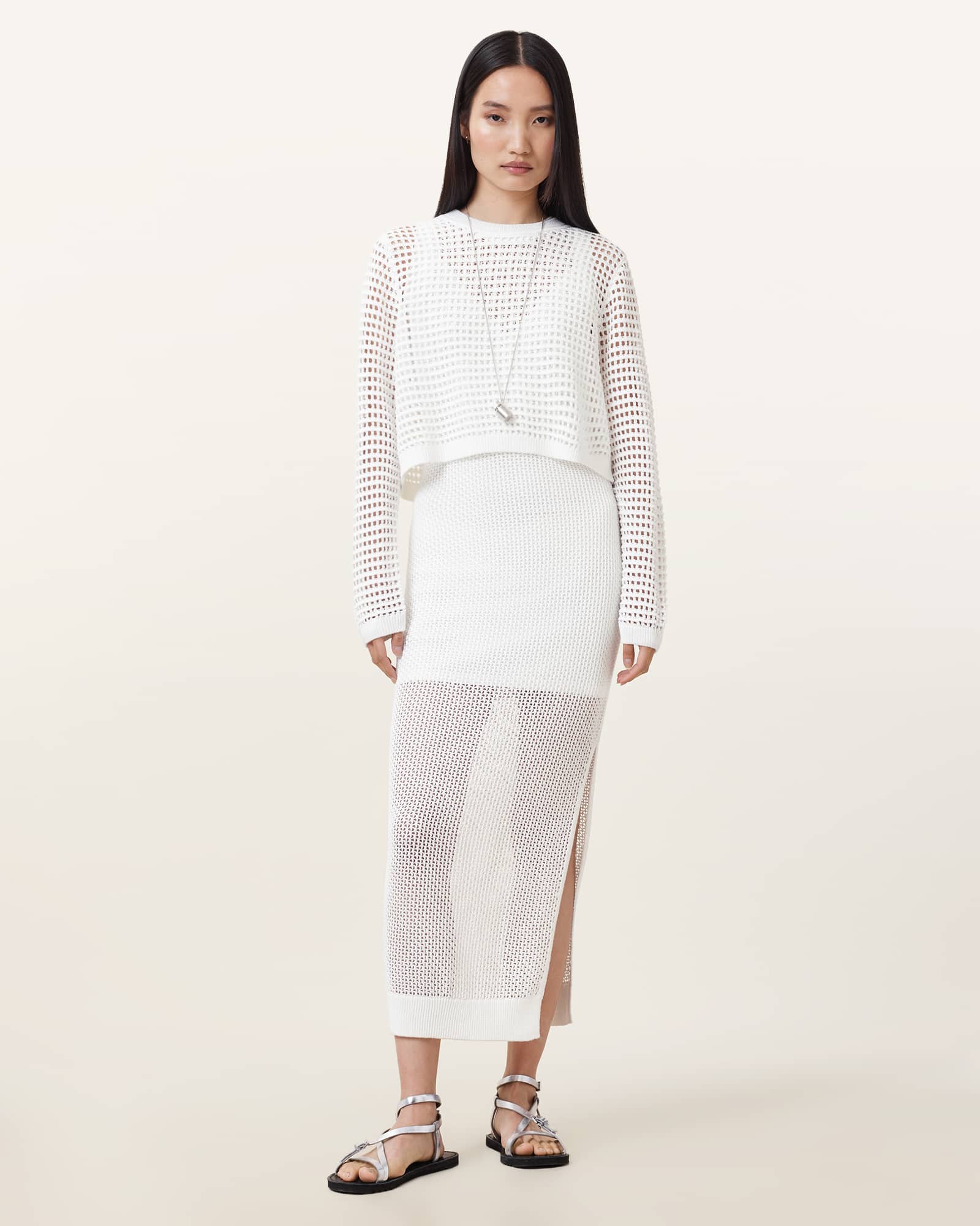 Allsaints Women's Miro Open Stitch 2-In-1 Maxi Dress - Size  Xs