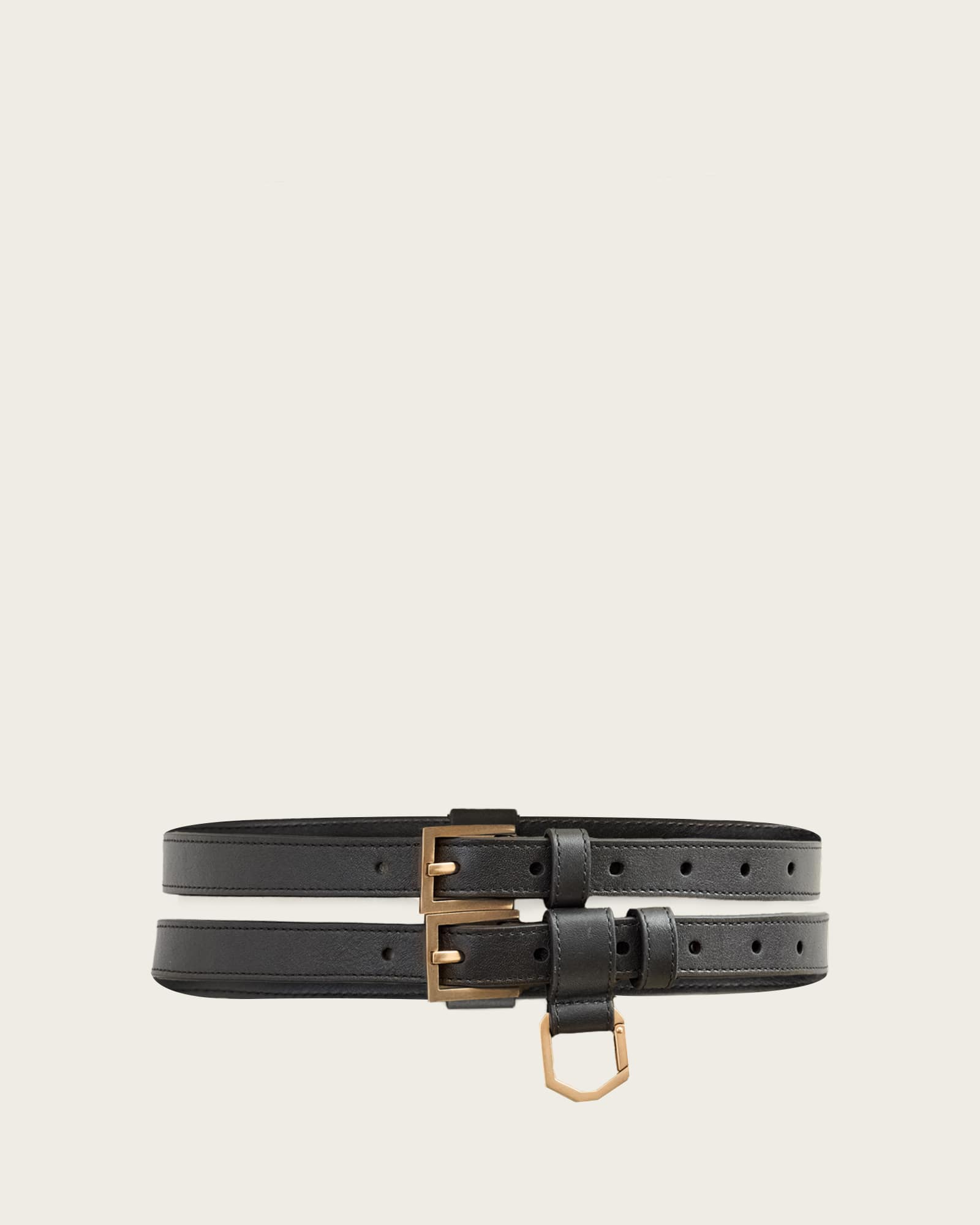 Allsaints Women's Gold Jana Double Leather Belt - Size  Xs
