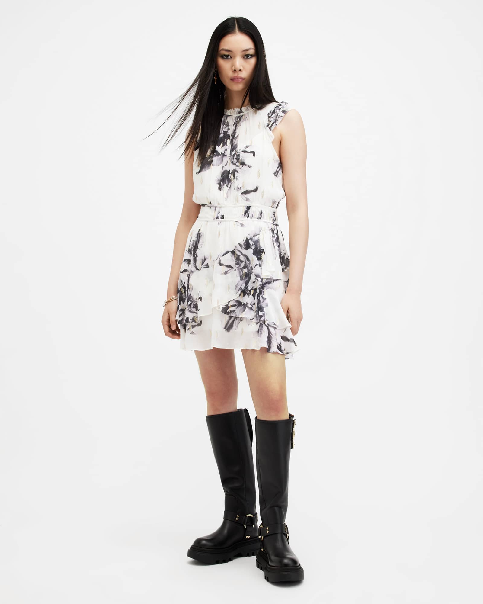 Allsaints Women's Light Caylan Floral Print Mini Dress - Size  16