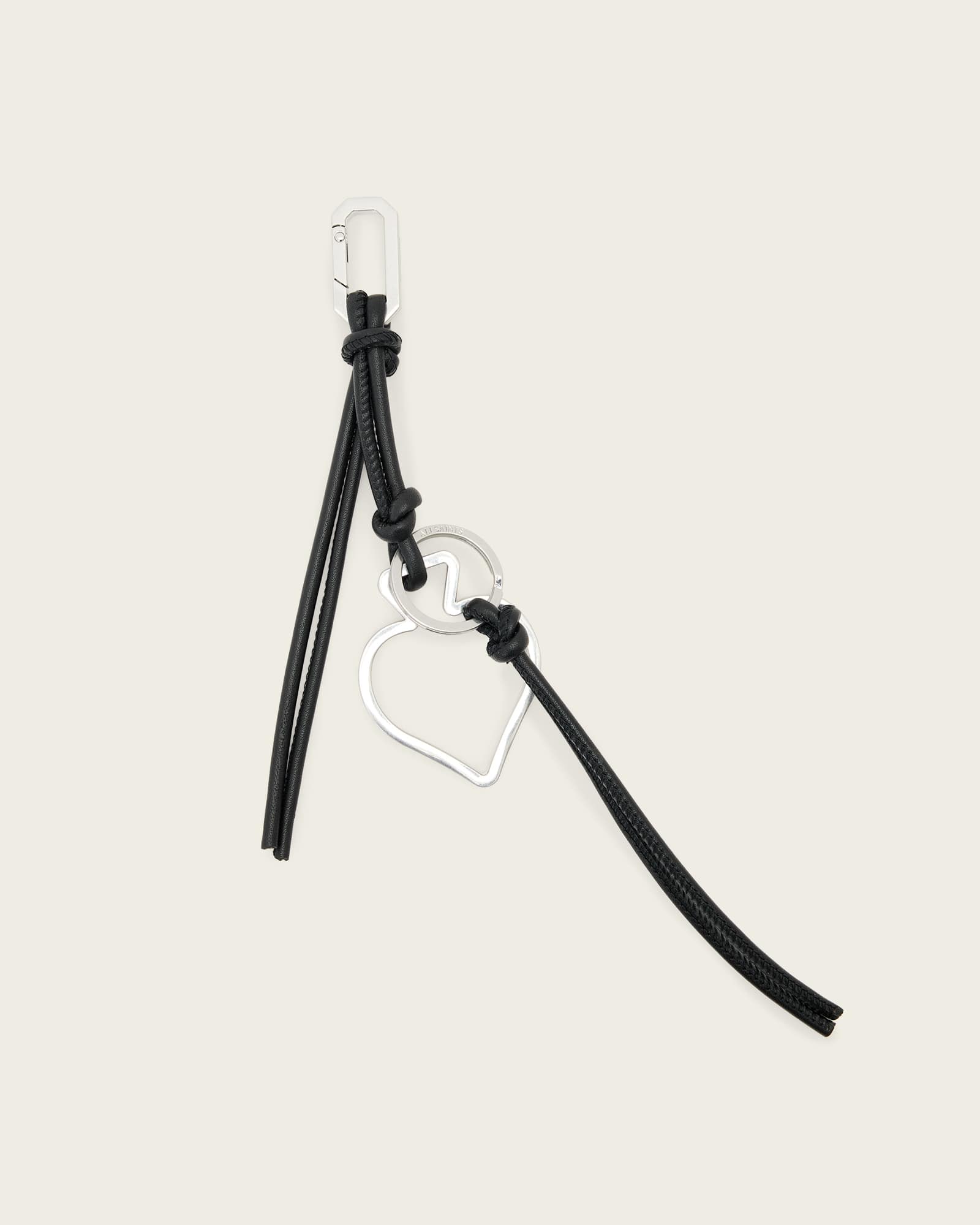 Allsaints Women's Black/Silver Spade Metal Keyring, One Size