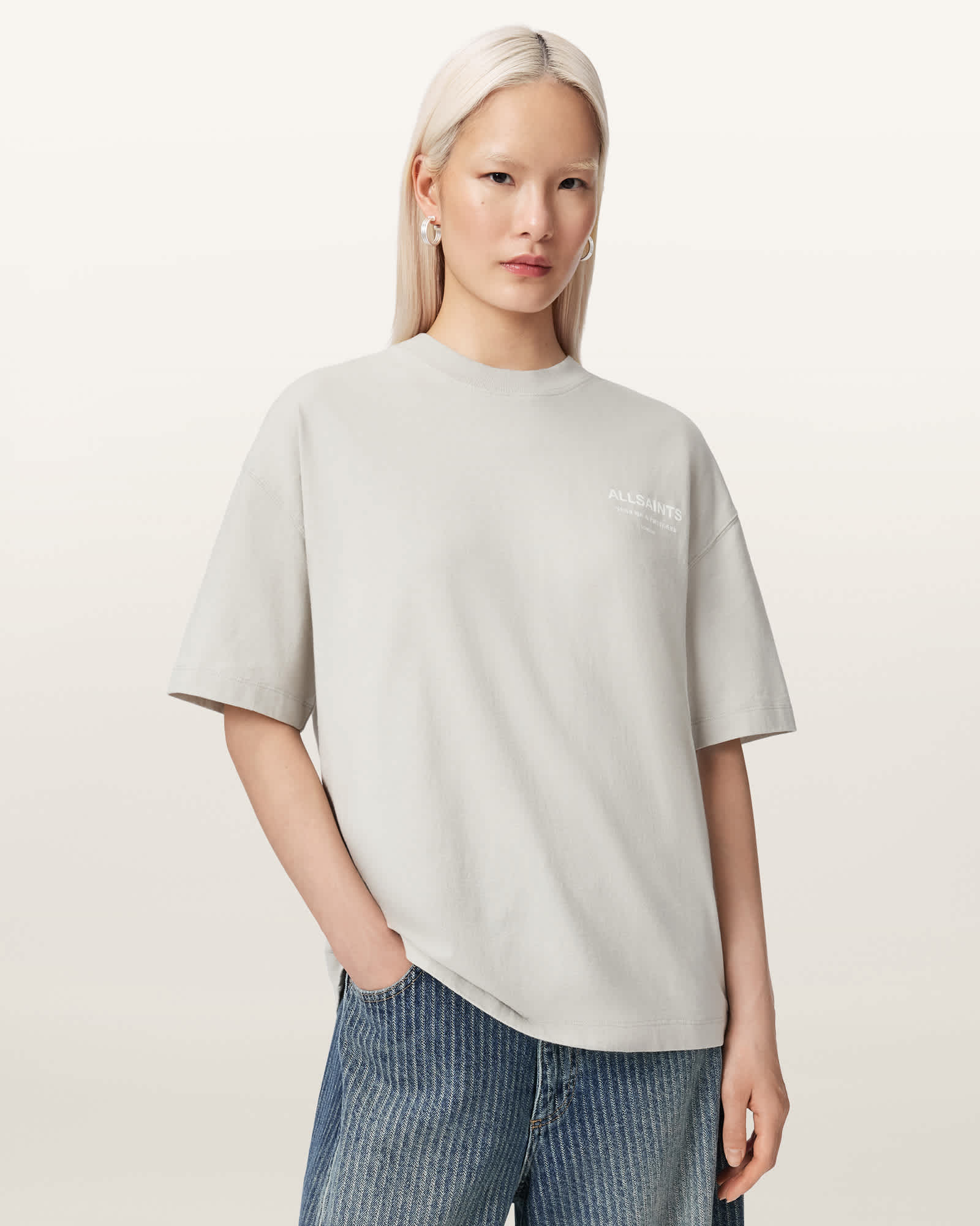 AllSaints Cotton Dreamer Oversized Etta Short Sleeve T-Shirt, Size: L