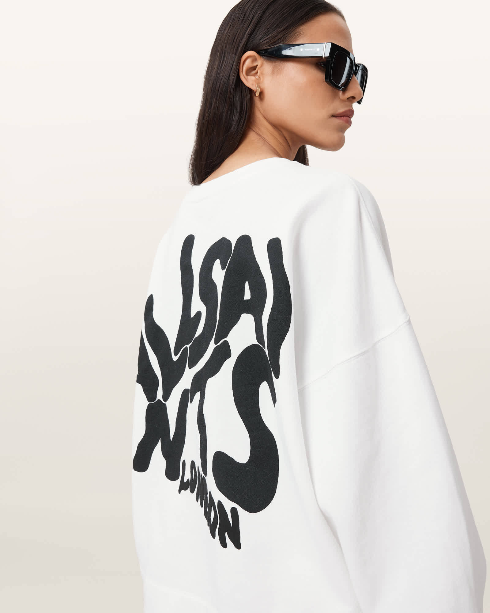 AllSaints Orlando Oversized Lila Sweatshirt, White