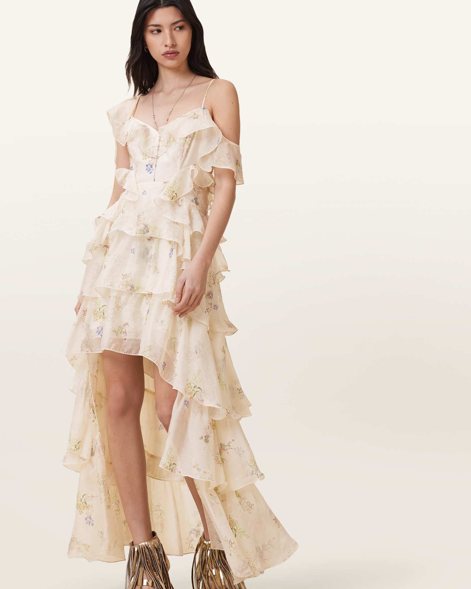 Allsaints Women's Sienna Ruffled Maxi Dress - Size  14