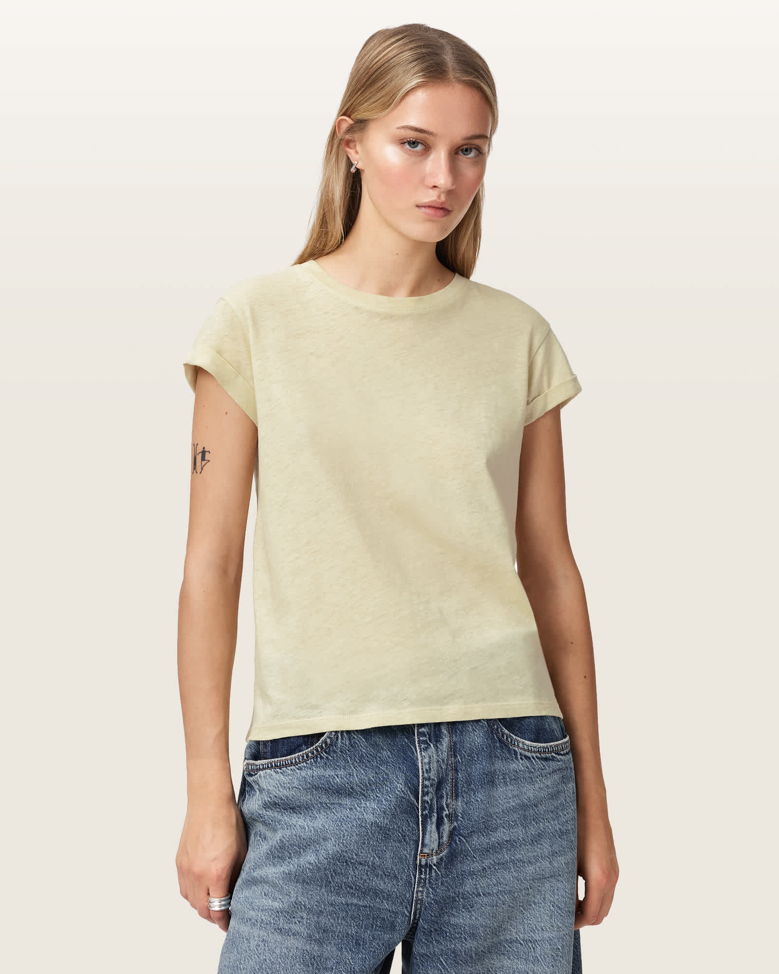 AllSaints Cotton Anna Crew Neck Short Sleeve T-Shirt, Size: L