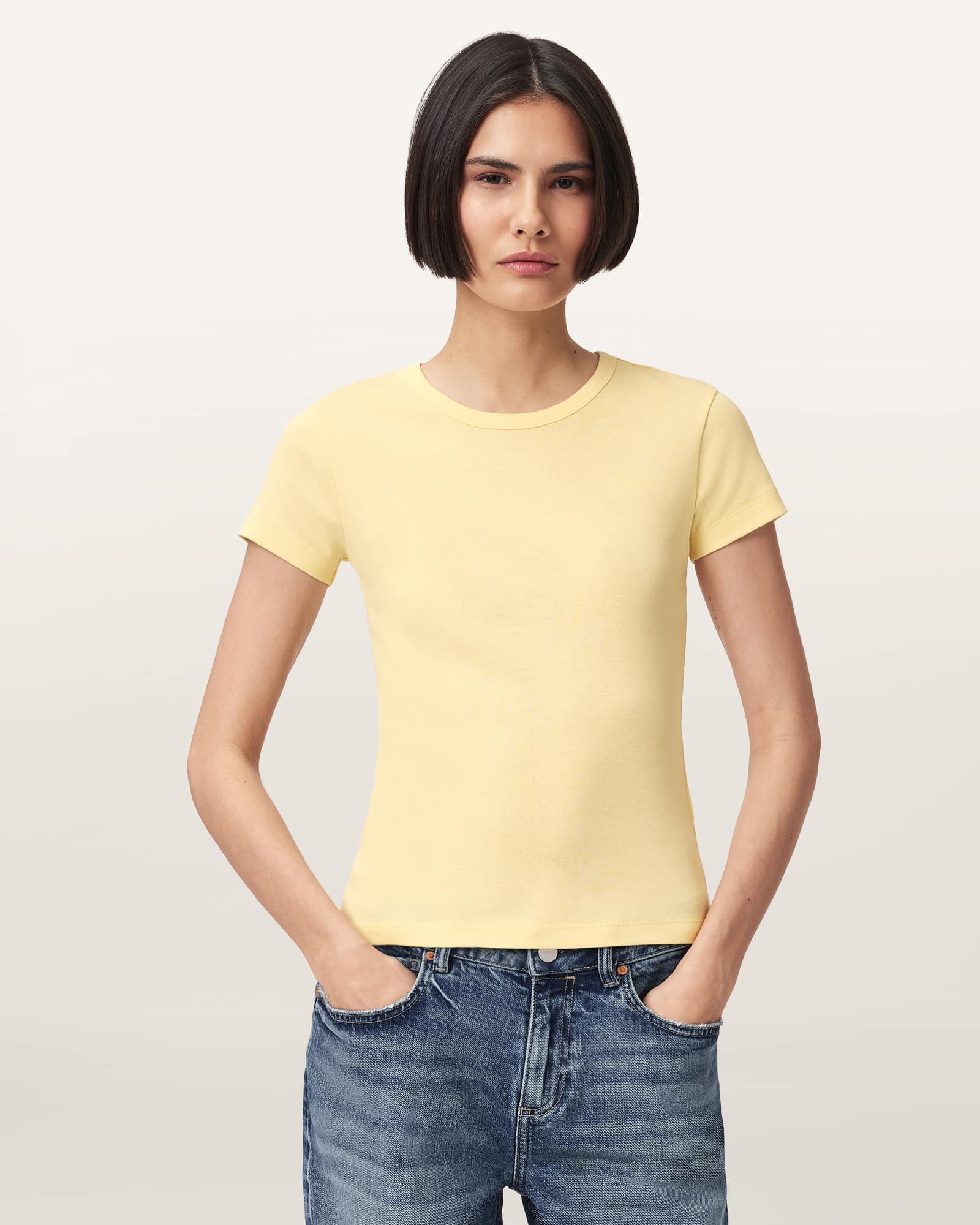 AllSaints Stevie Slim Fit Short Sleeve T-Shirt,, Hay Yellow