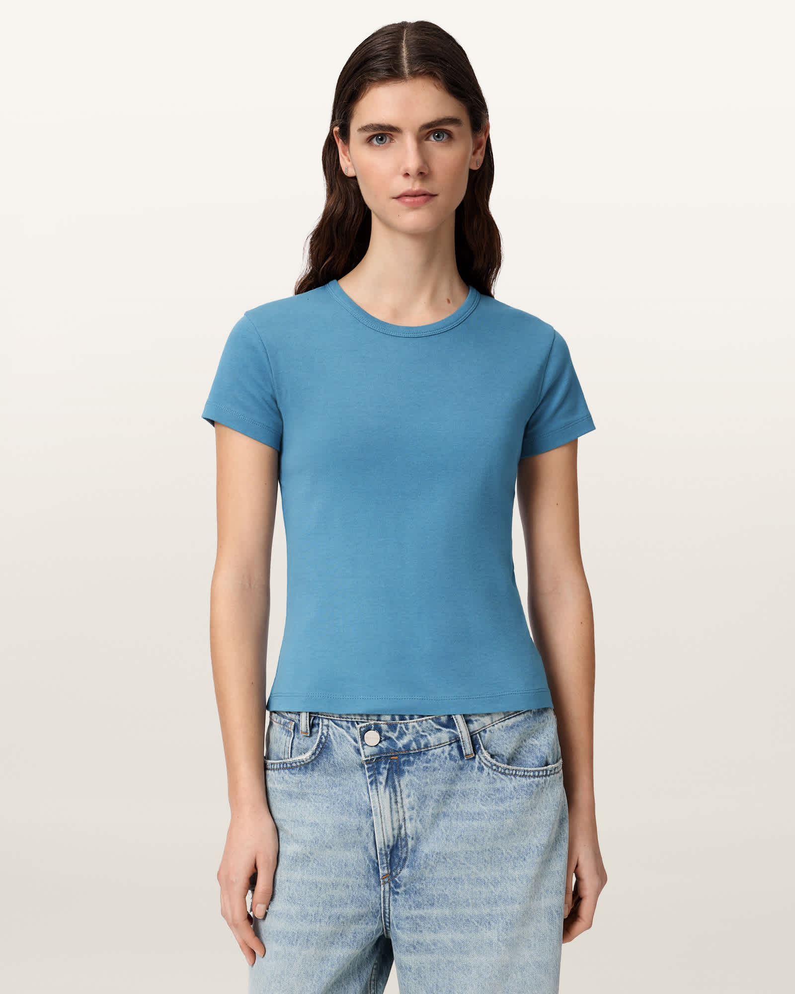 AllSaints Stevie Slim Fit Short Sleeve T-Shirt, Blue
