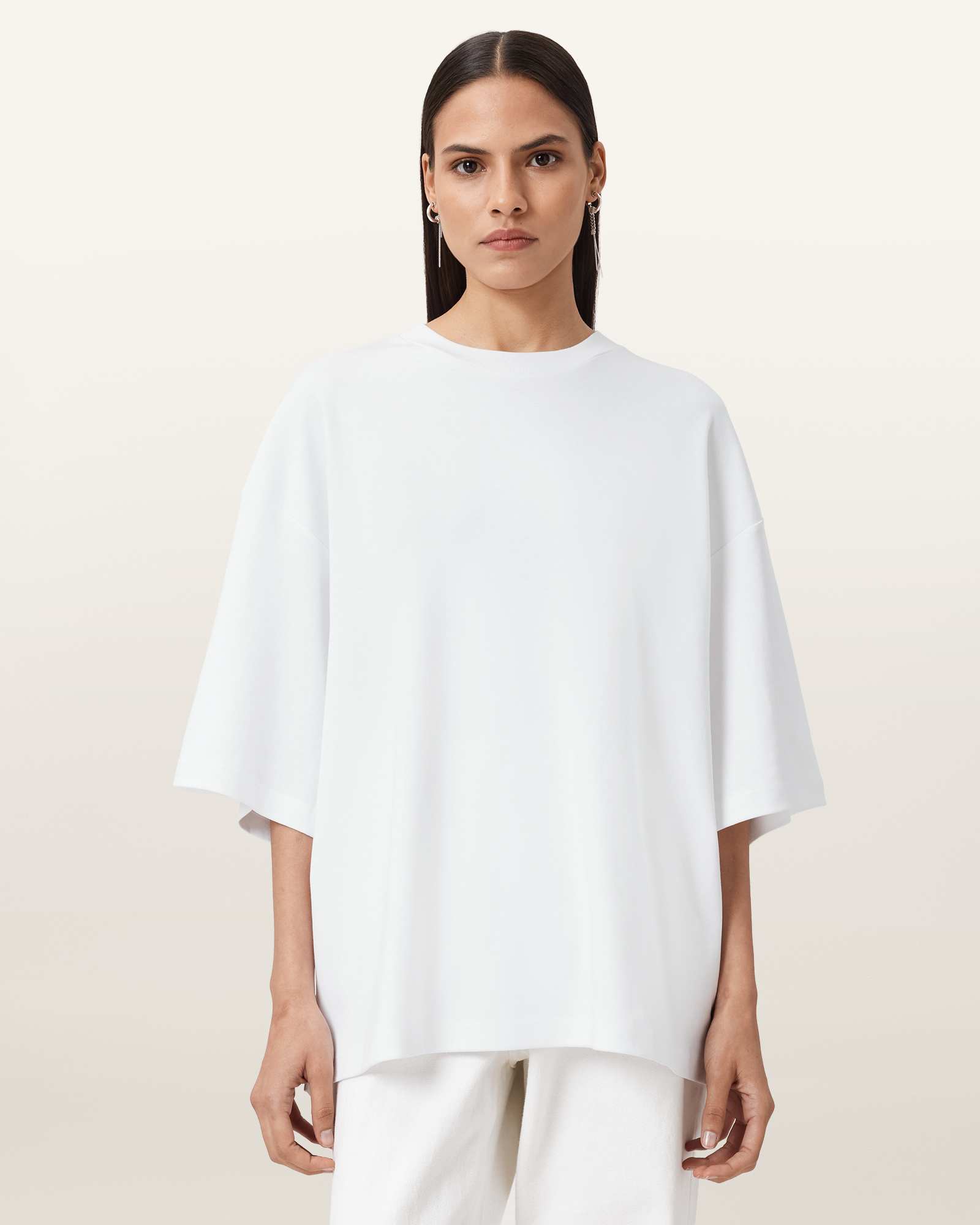 AllSaints Cotton Amelie Oversized Boxy T-Shirt, Size: S