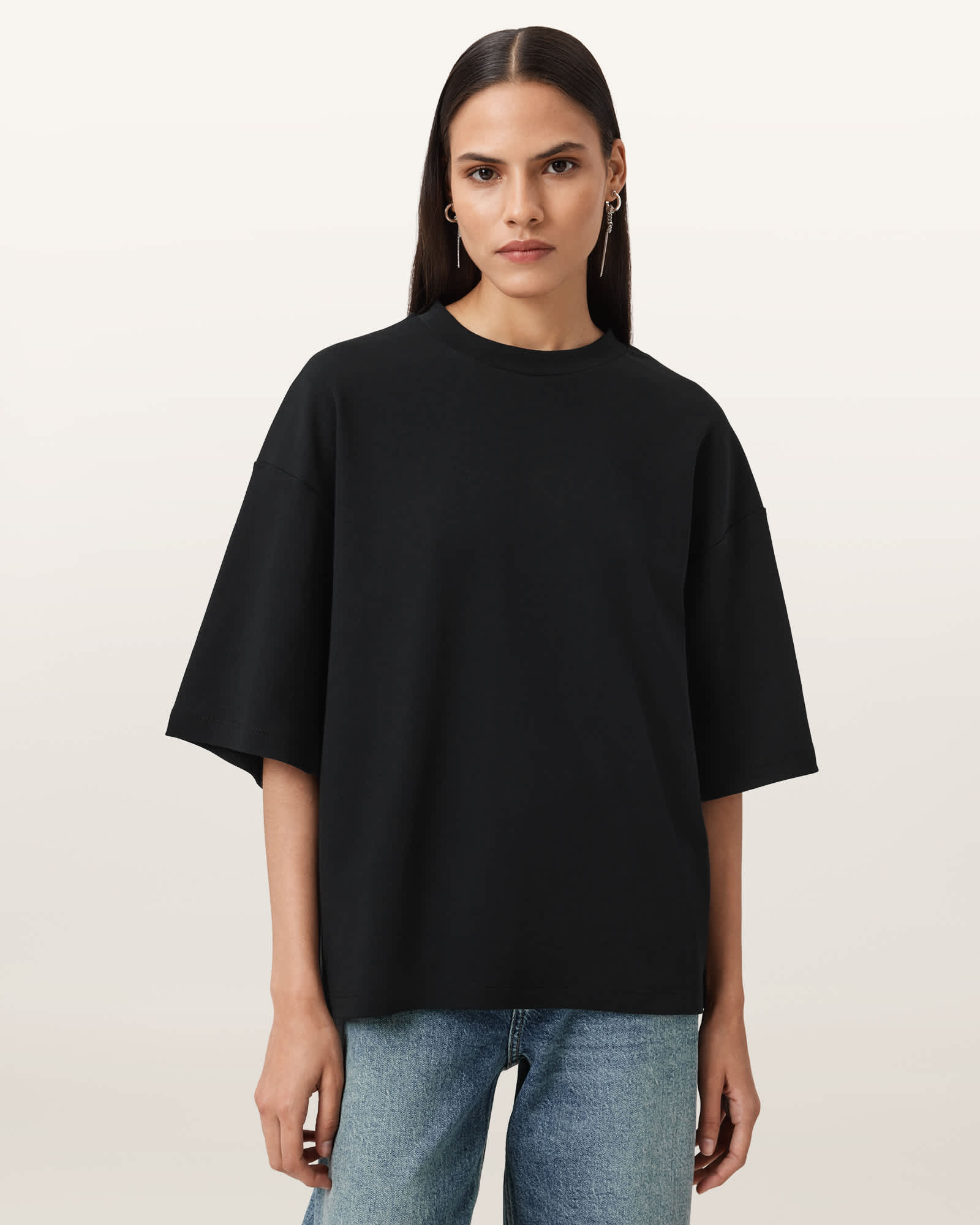 Allsaints Women's Black Amelie Oversized Boxy T-Shirt - Size  Xs