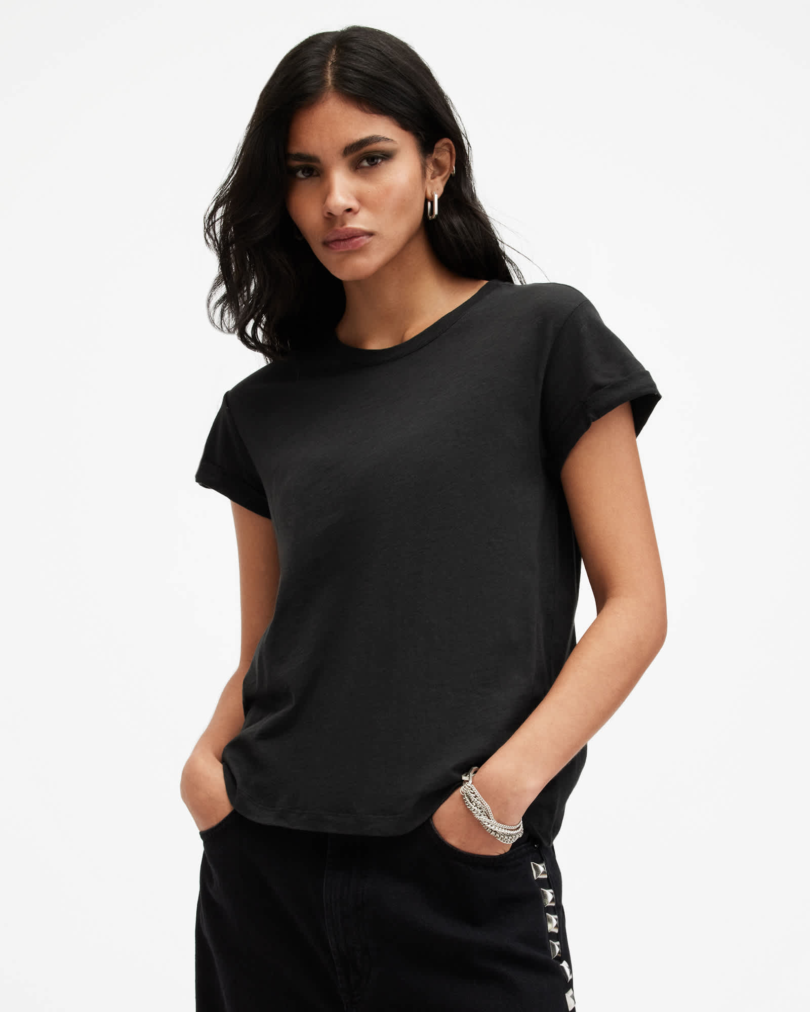 Allsaints Anna Crew Neck T-shirt In Black