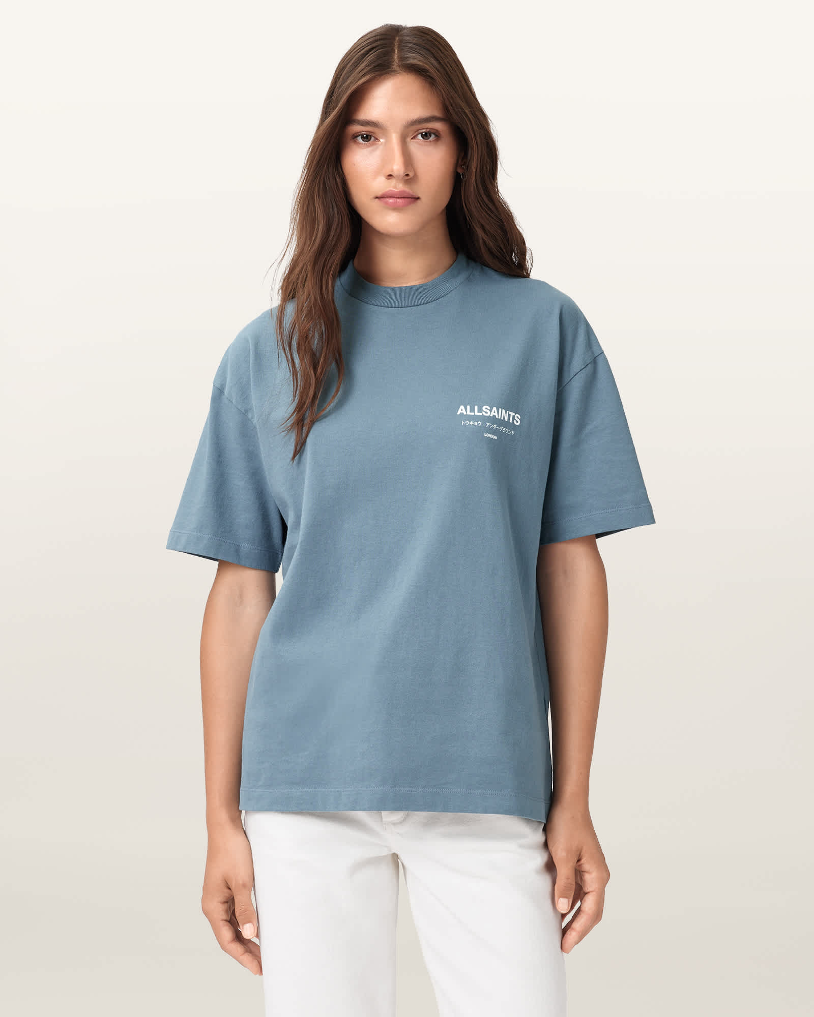 Allsaints Women's White/Leo Underground Etta Oversized T-Shirt - Size  M