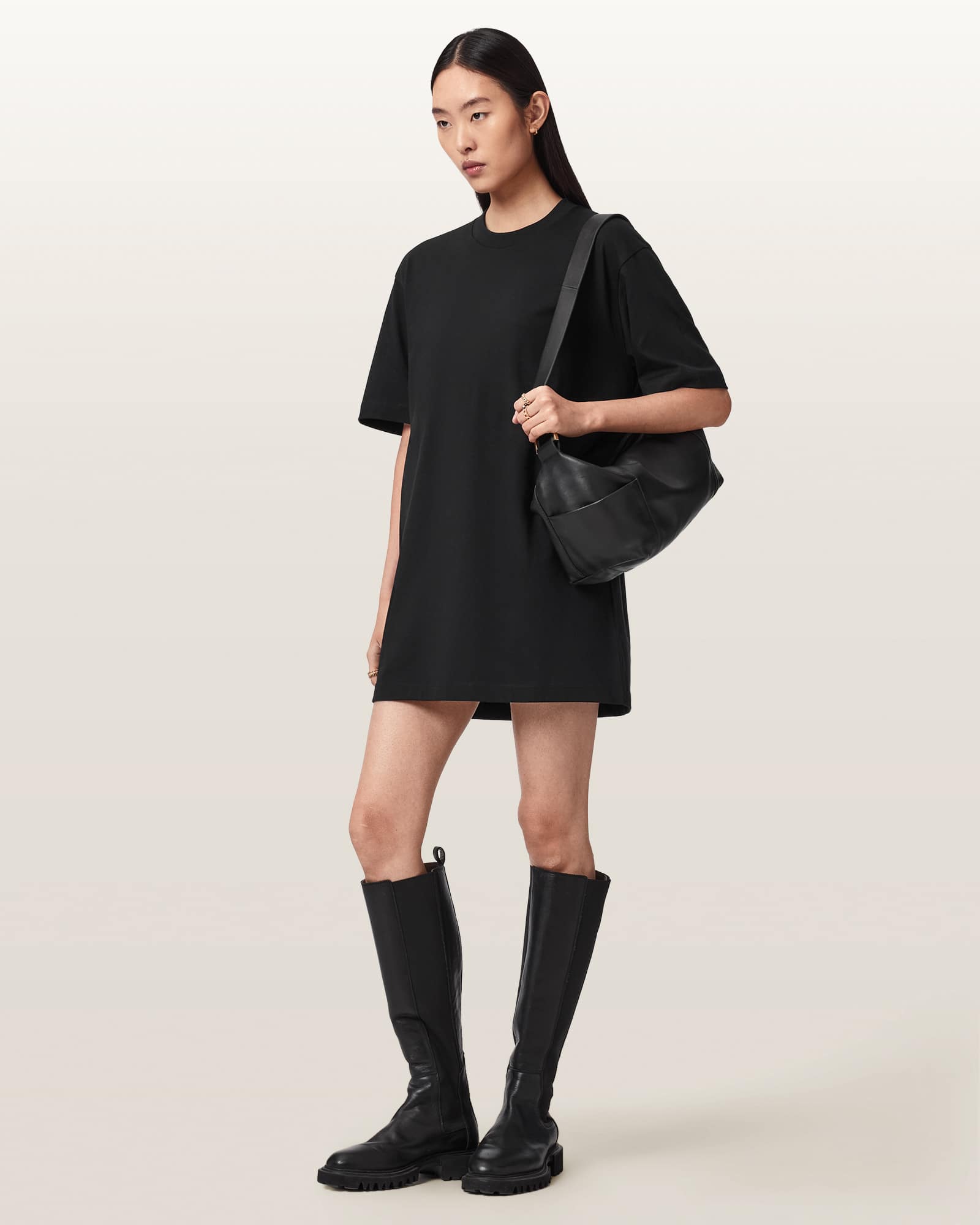 AllSaints Fuse Appliqué Cotton T-Shirt Dress