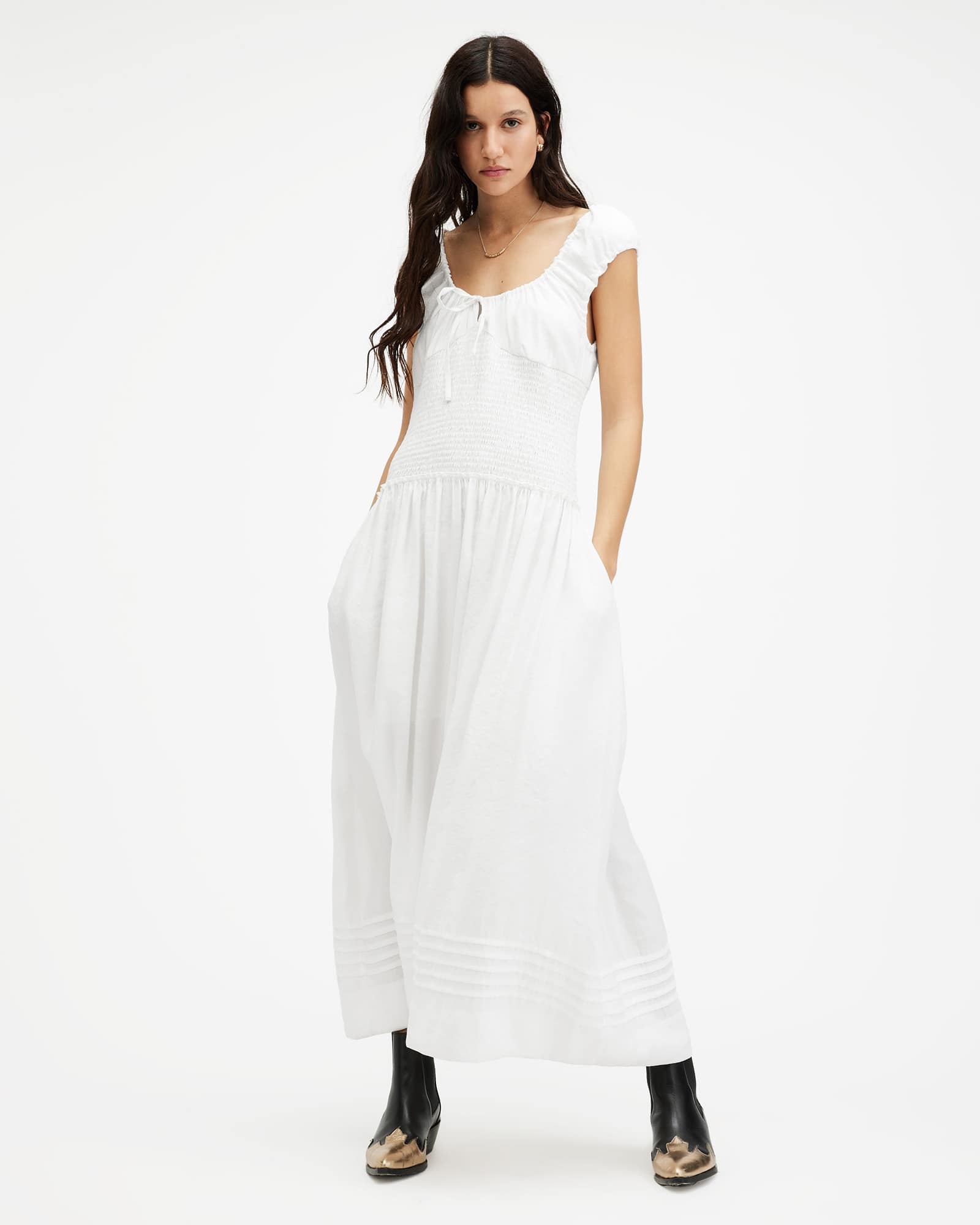 Allsaints Women's Eliza Scoop Neck Slim Fit Maxi Dress - Size  16
