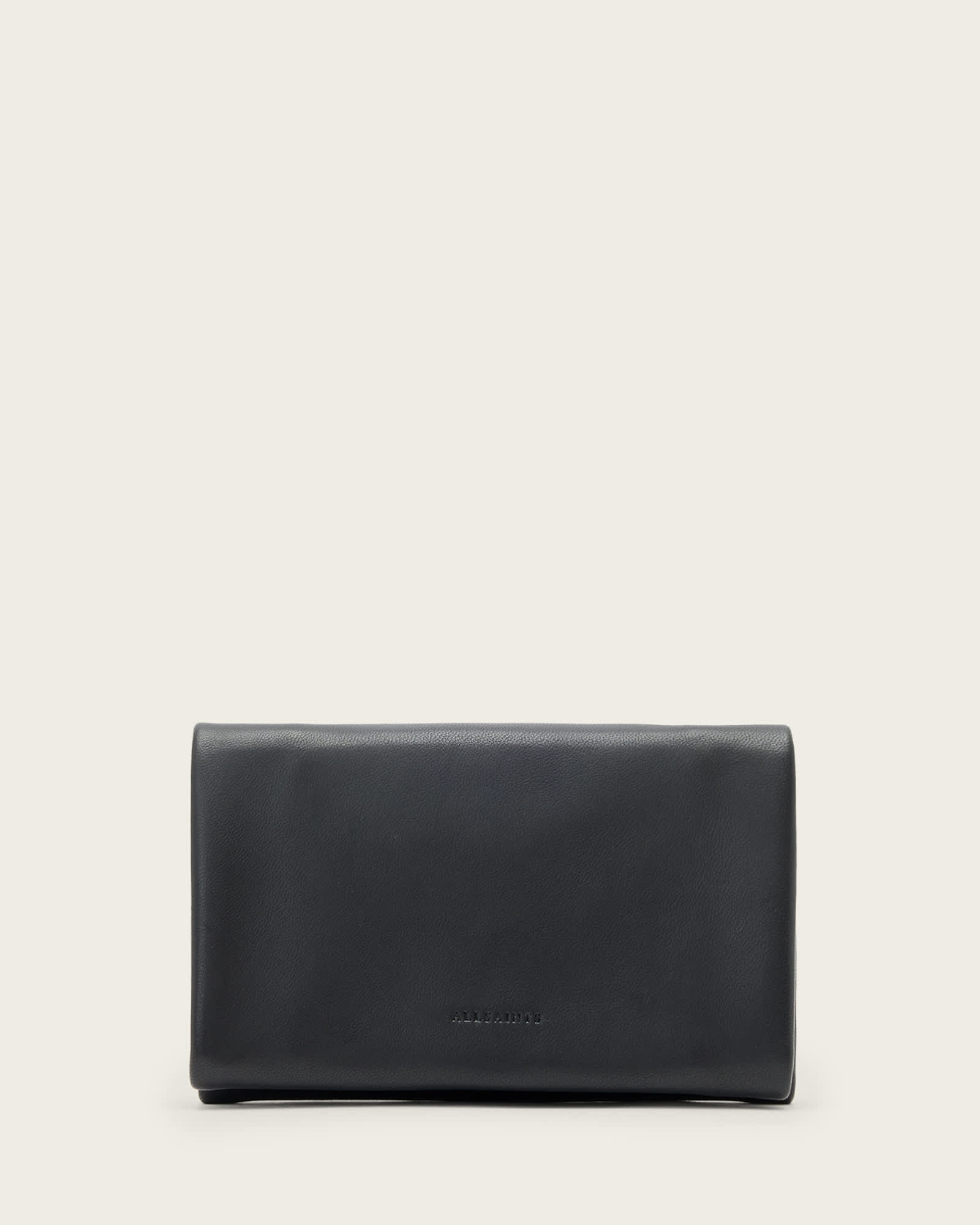 Allsaints Womens Harluna Logo-debossed Leather Wallet Black In Black