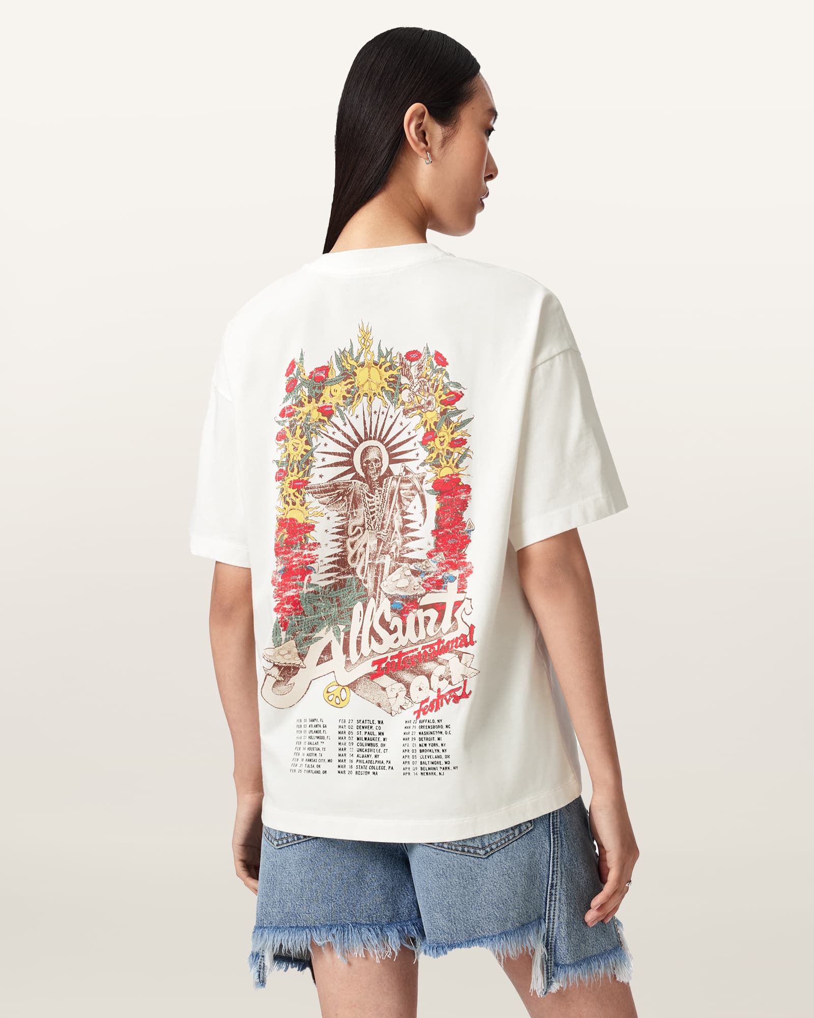 Allsaints Women's White Roque Oversized Etta Cotton T-Shirt - Size  S