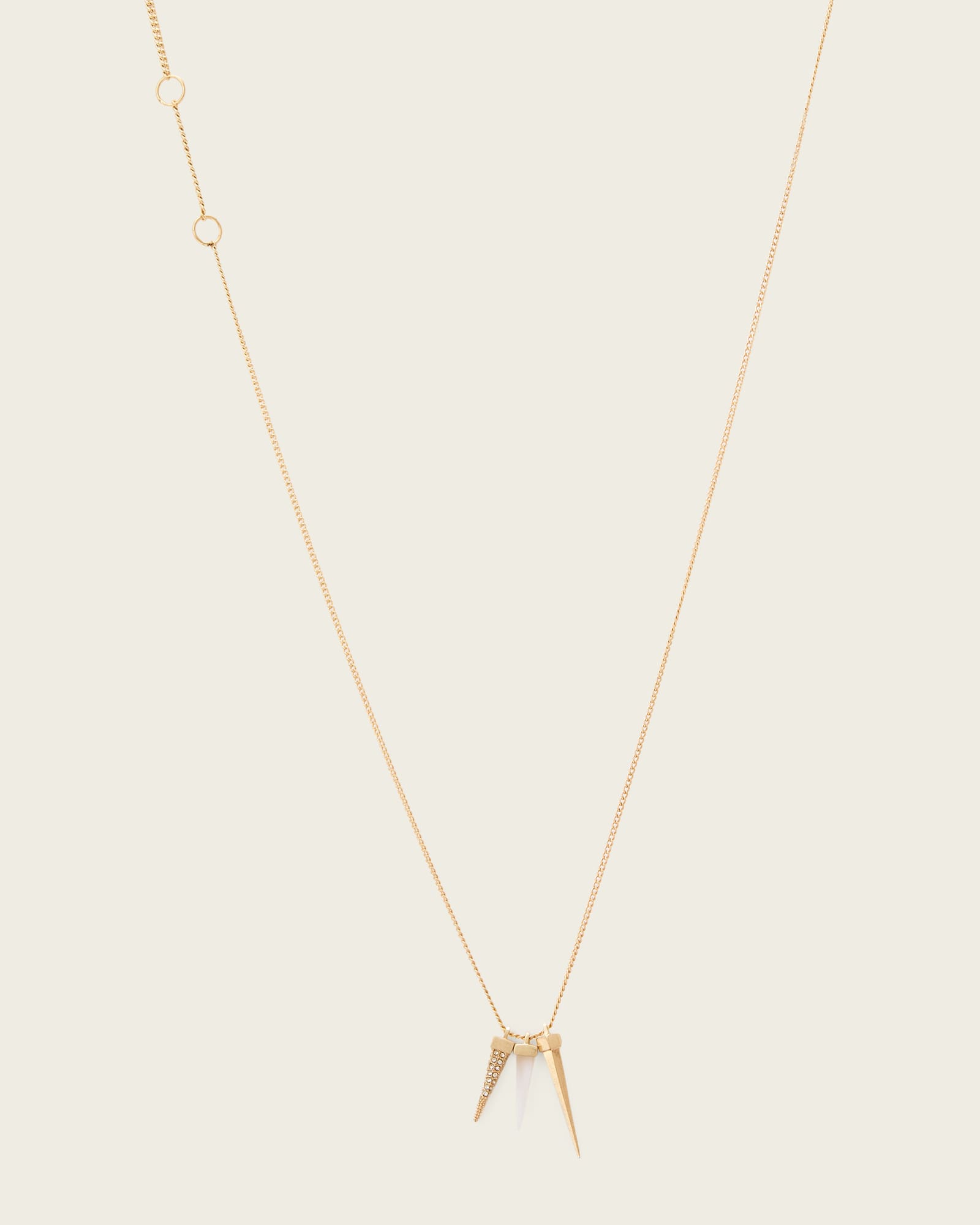 AllSaints Laio Pave Spike Necklace,, Warm Brass
