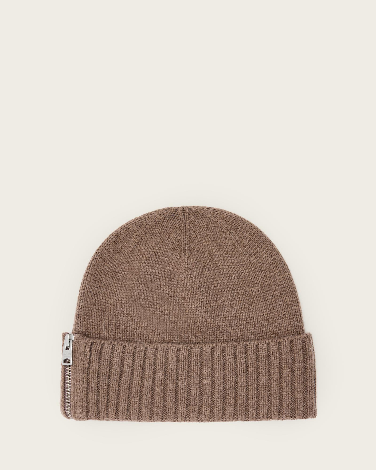 AllSaints Effie Wool Beanie Hat,, Pine Bark Brown
