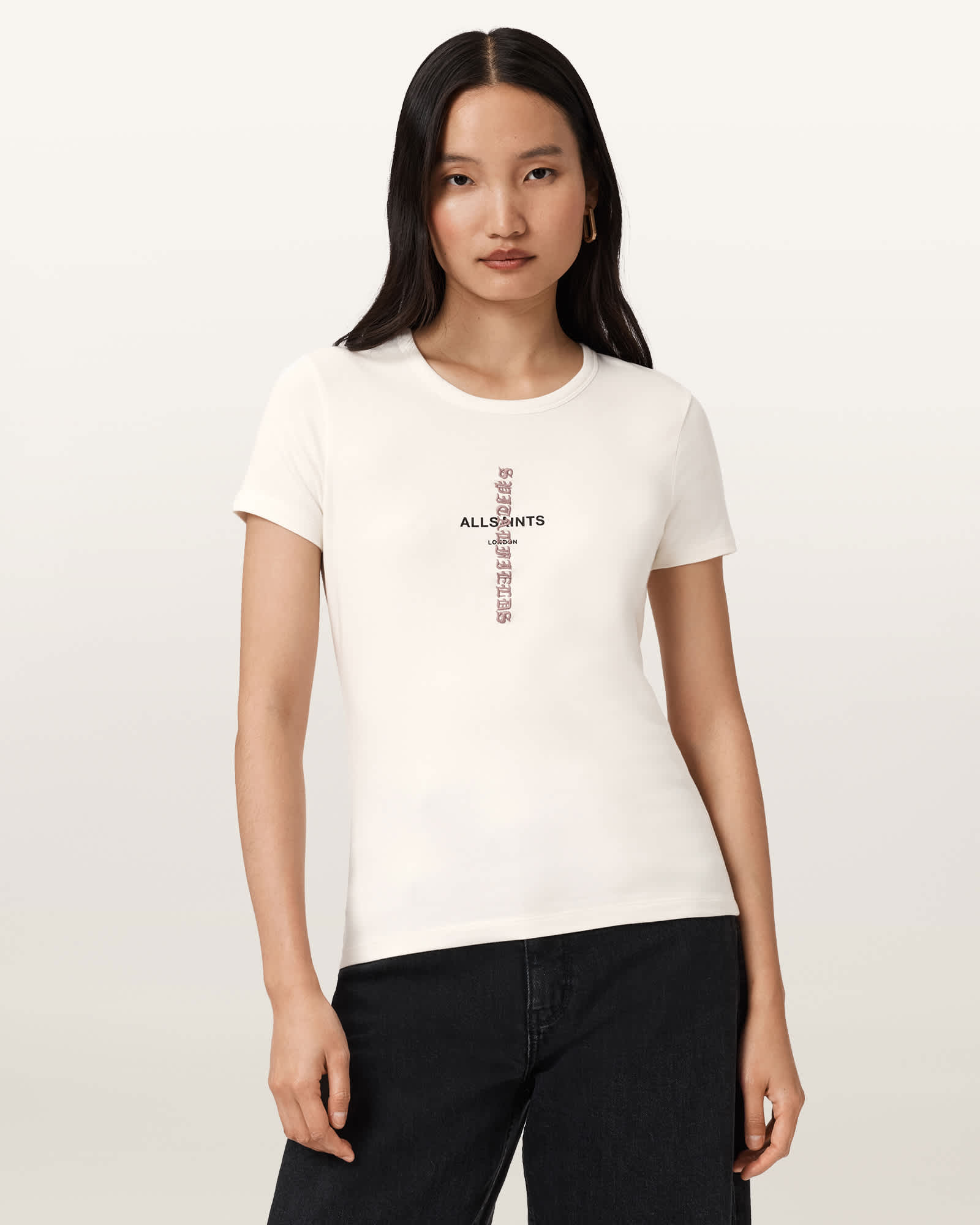 Allsaints Knox Stevie Slim Fit T-shirt In White