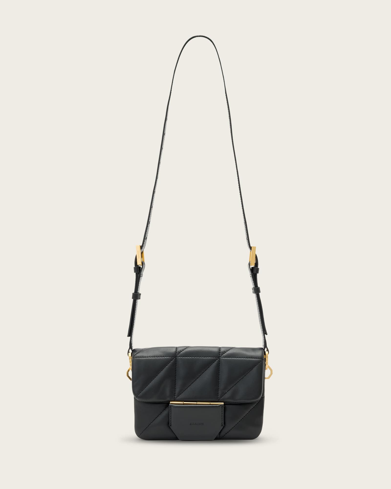 Allsaints Jupiter Small Quilt Crossbody Bag In Black
