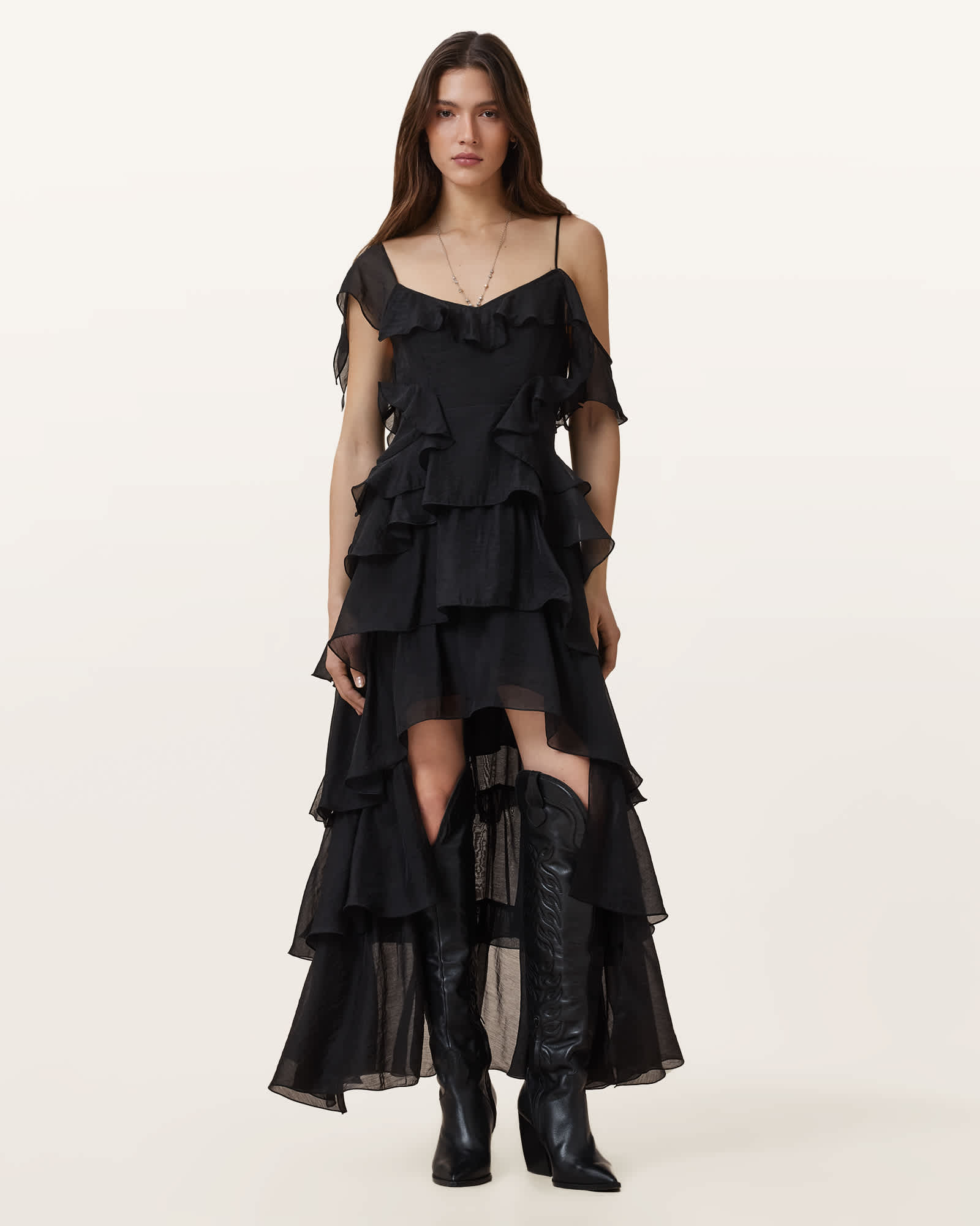 AllSaints Sienna Ruffled Maxi Dress