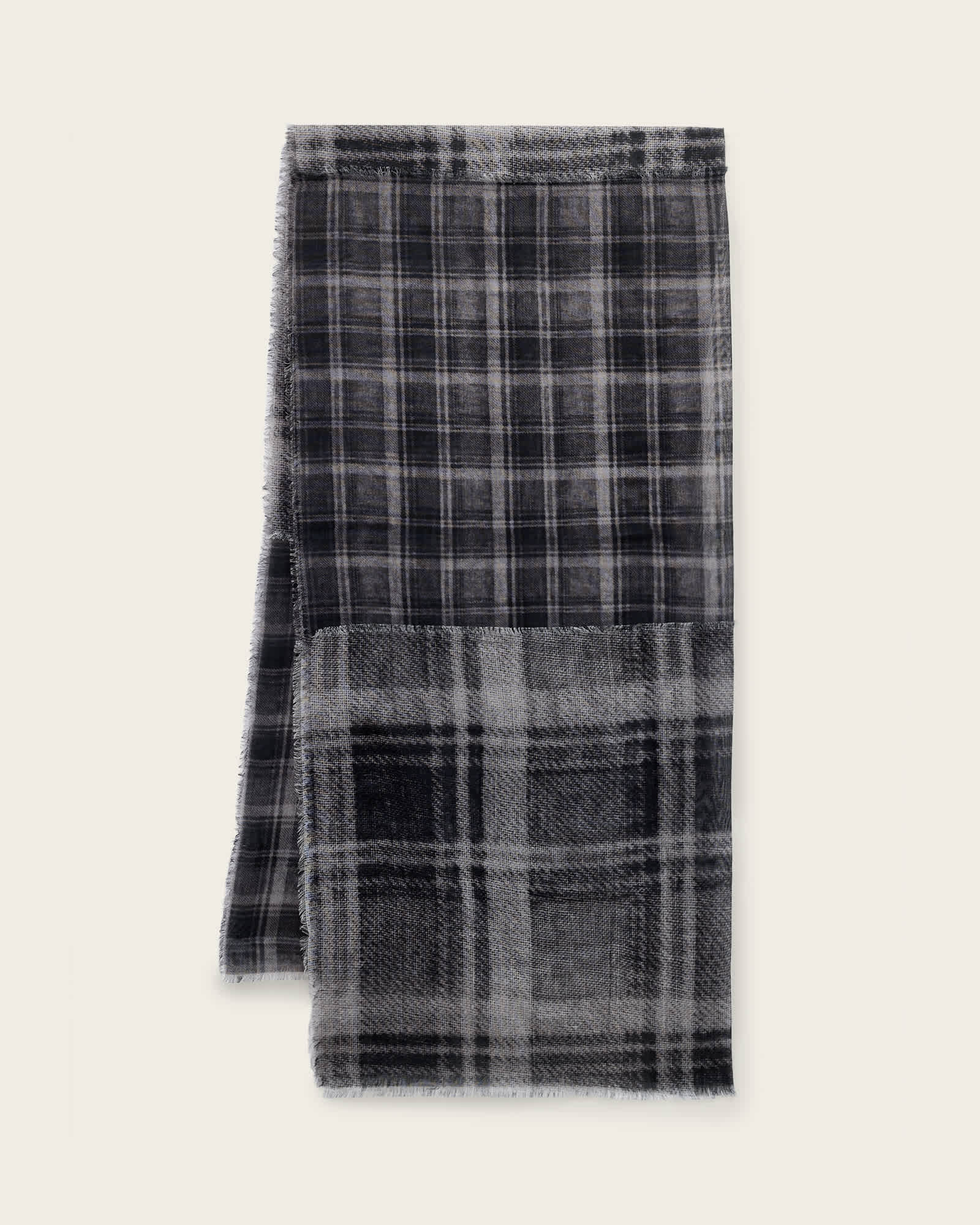 AllSaints Rumi checked scarf,, Grey/Black