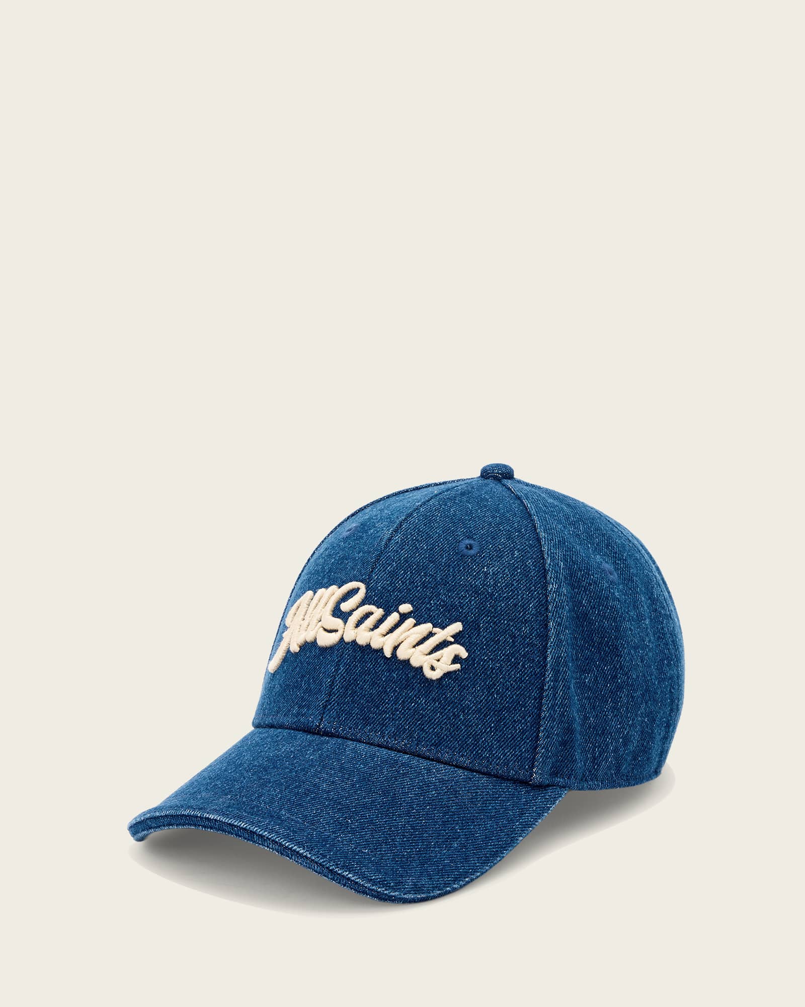 AllSaints Leather Odyssey Denim Baseball Cap, Size: One Size