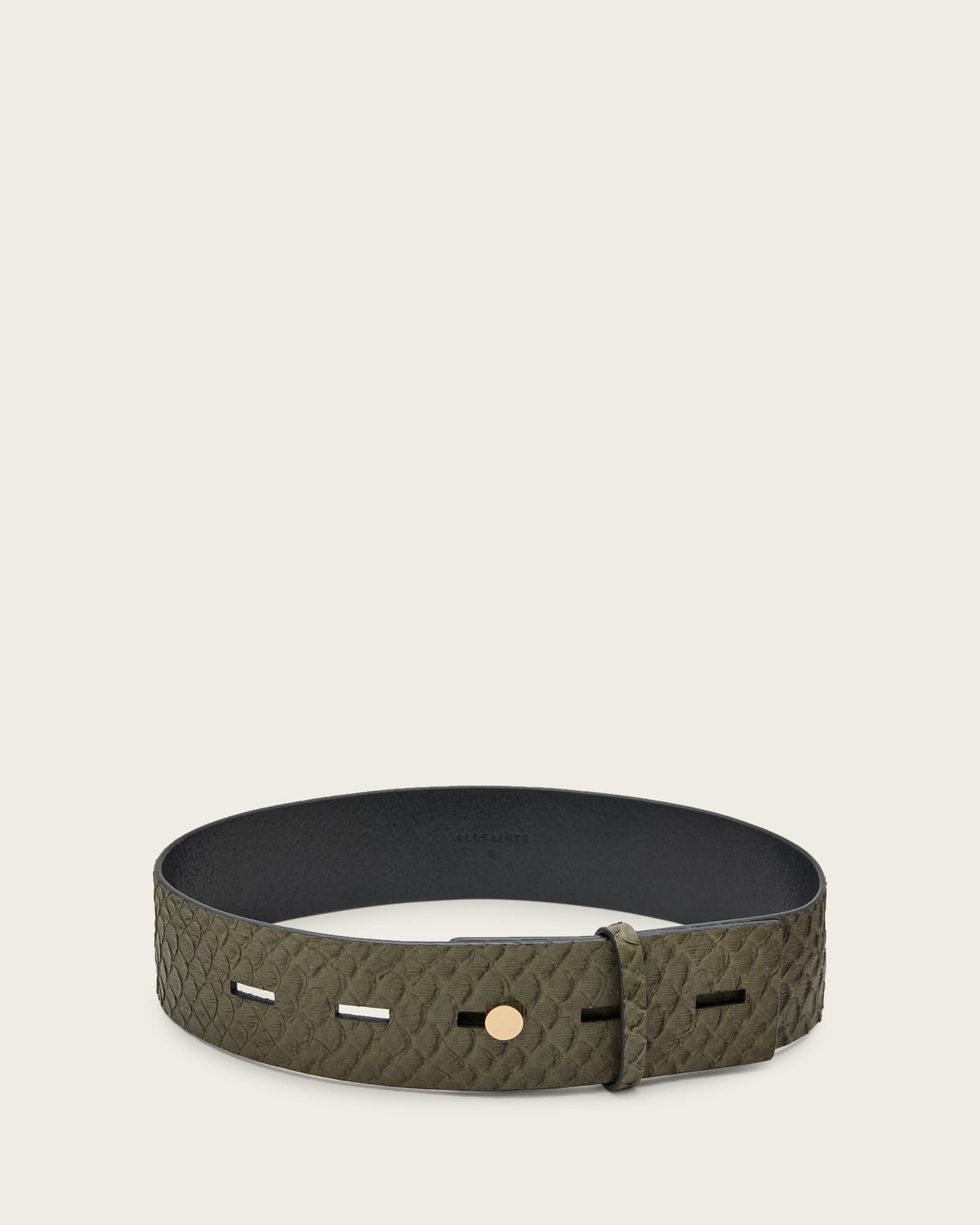 AllSaints Ananta Leather Belt,, Olive Green