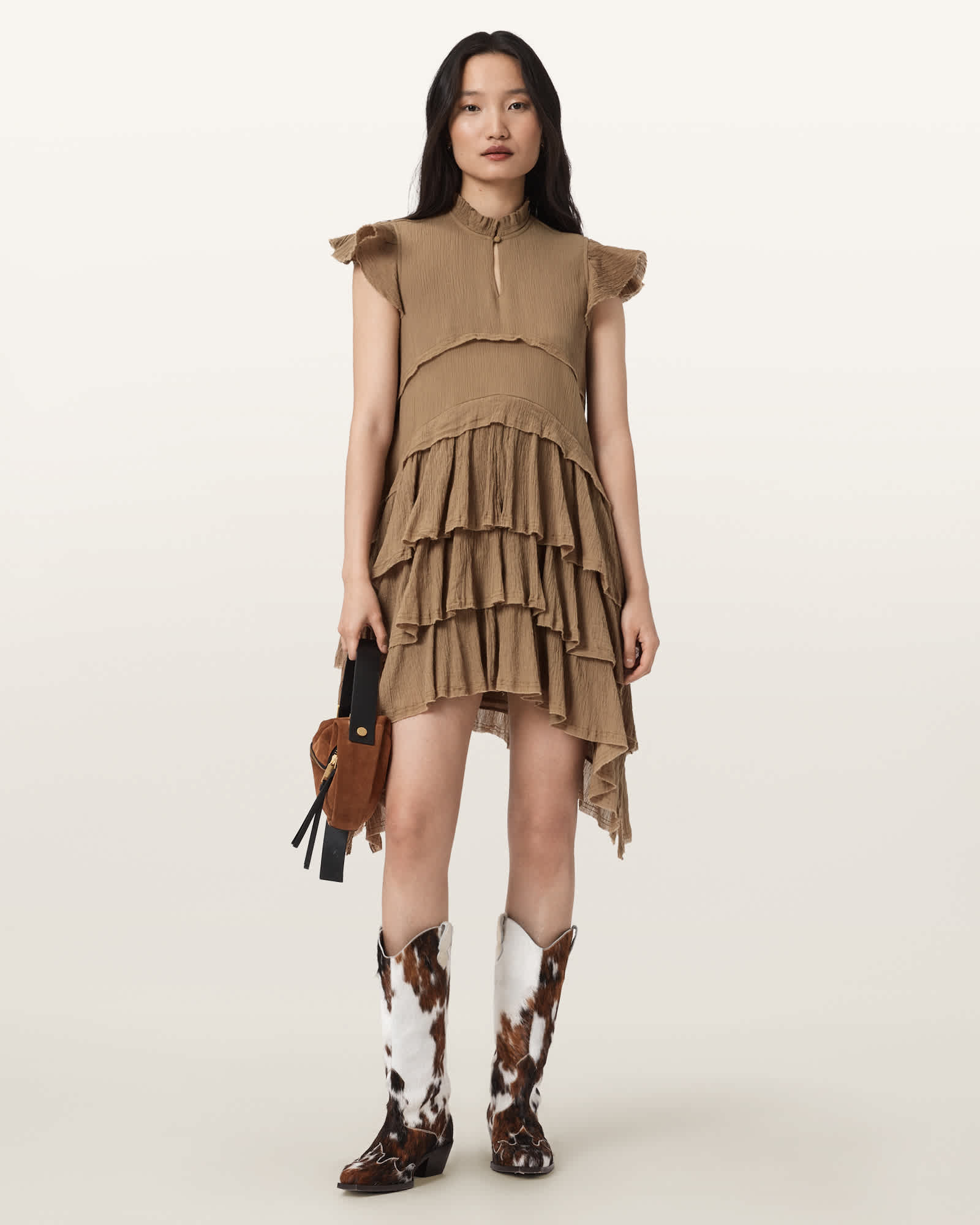 AllSaints Cotton Cavarly Cotton Mini Dress, Size: UK 10/US 6