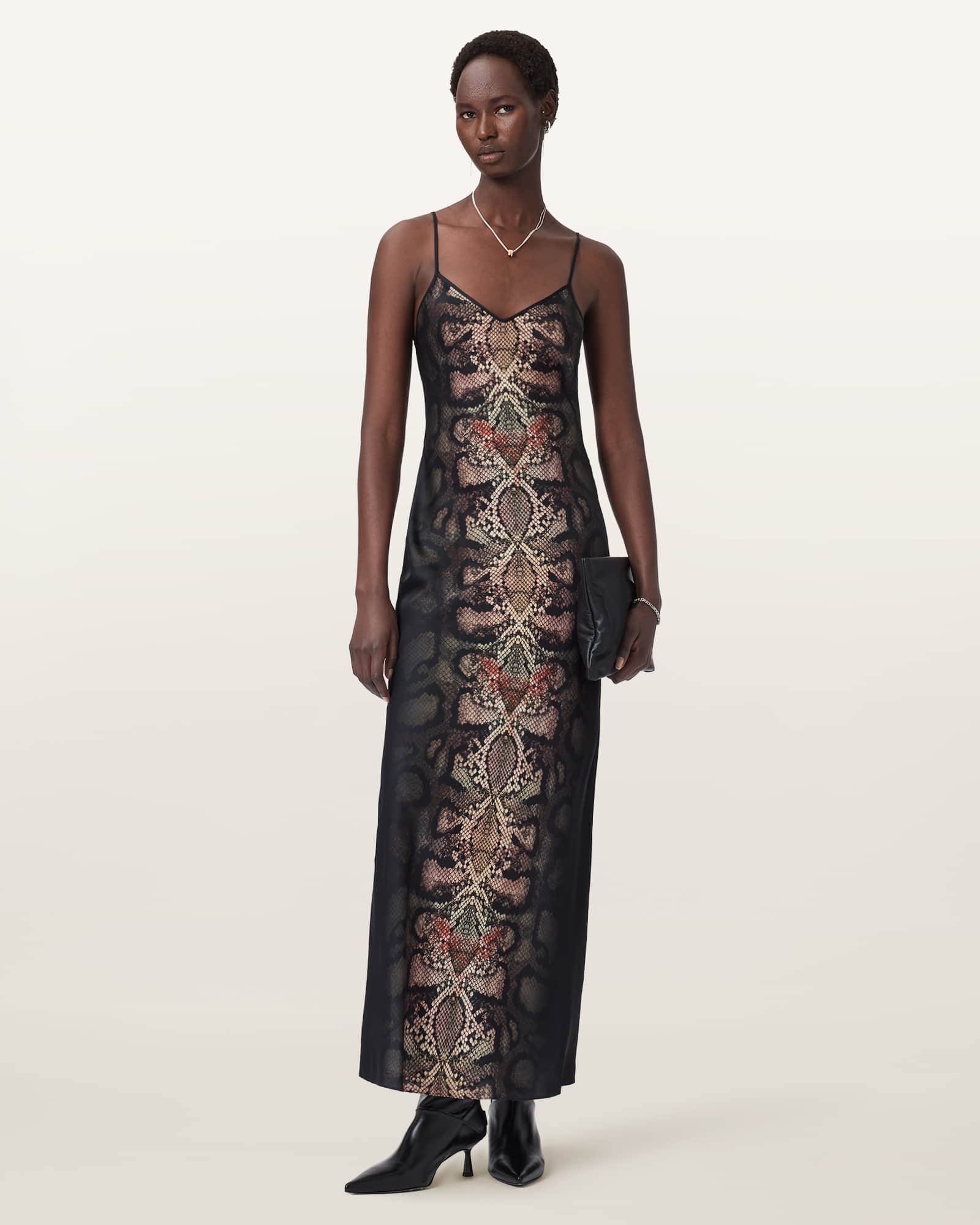 Allsaints Bryony Snakeskin Print Slipdress In Multi