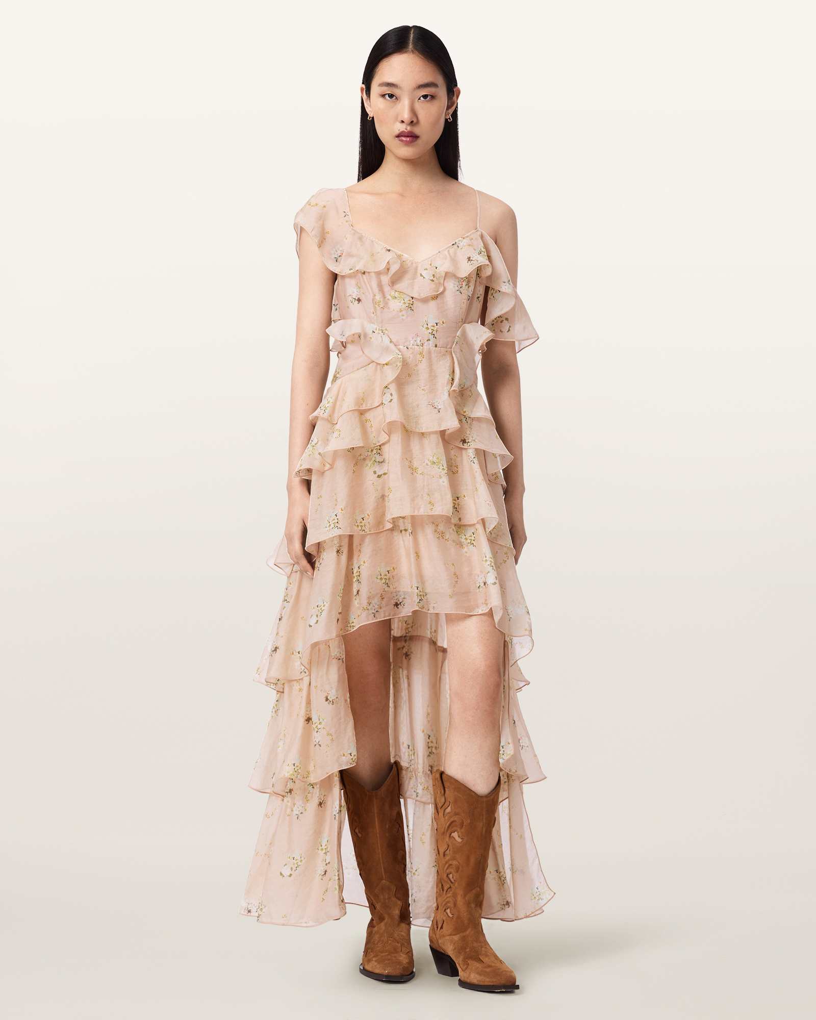 Allsaints Women's Sienna Ruffle Maxi Dress - Size  10