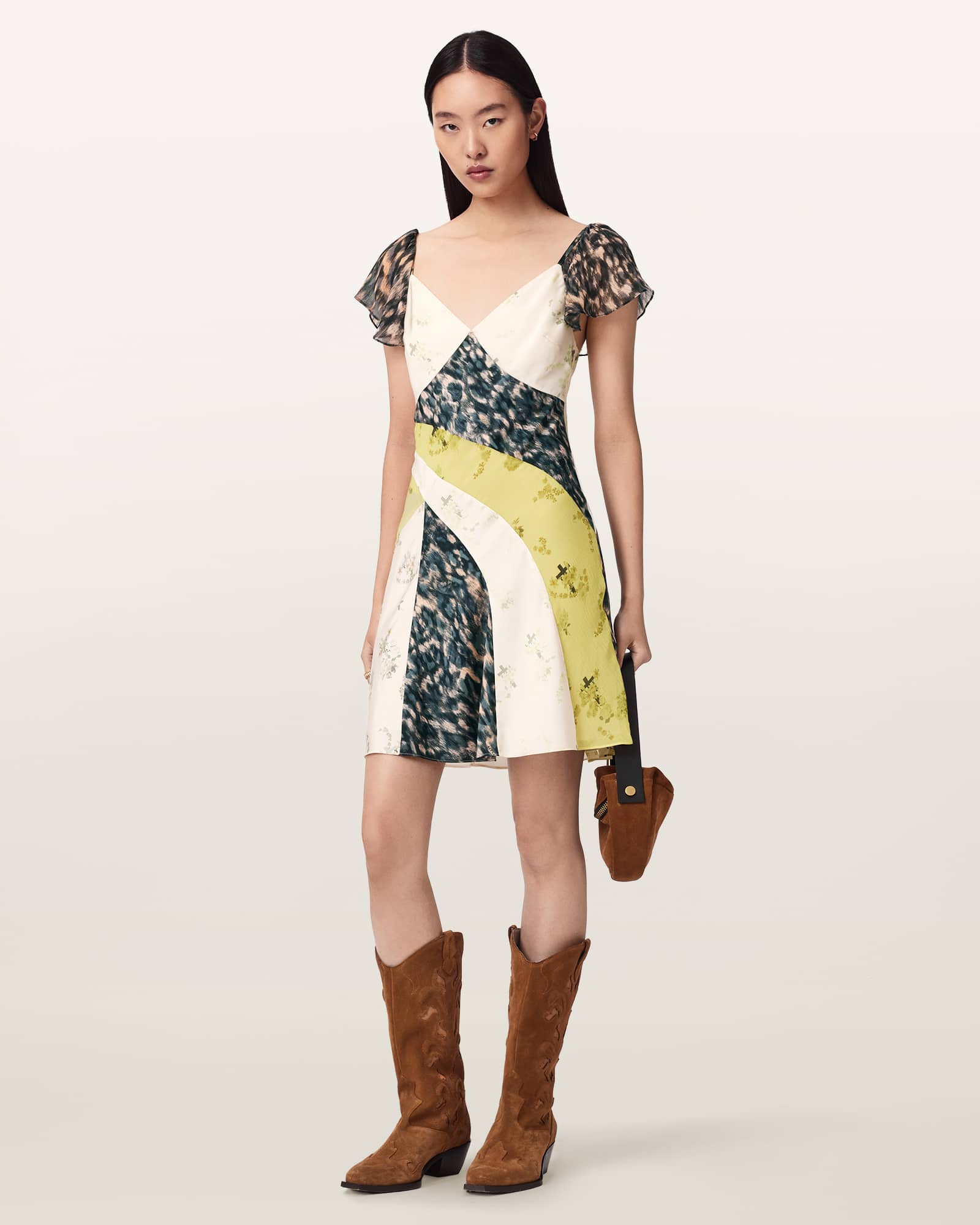 Allsaints Women's Lala Contrast Print Mini Dress - Size  12