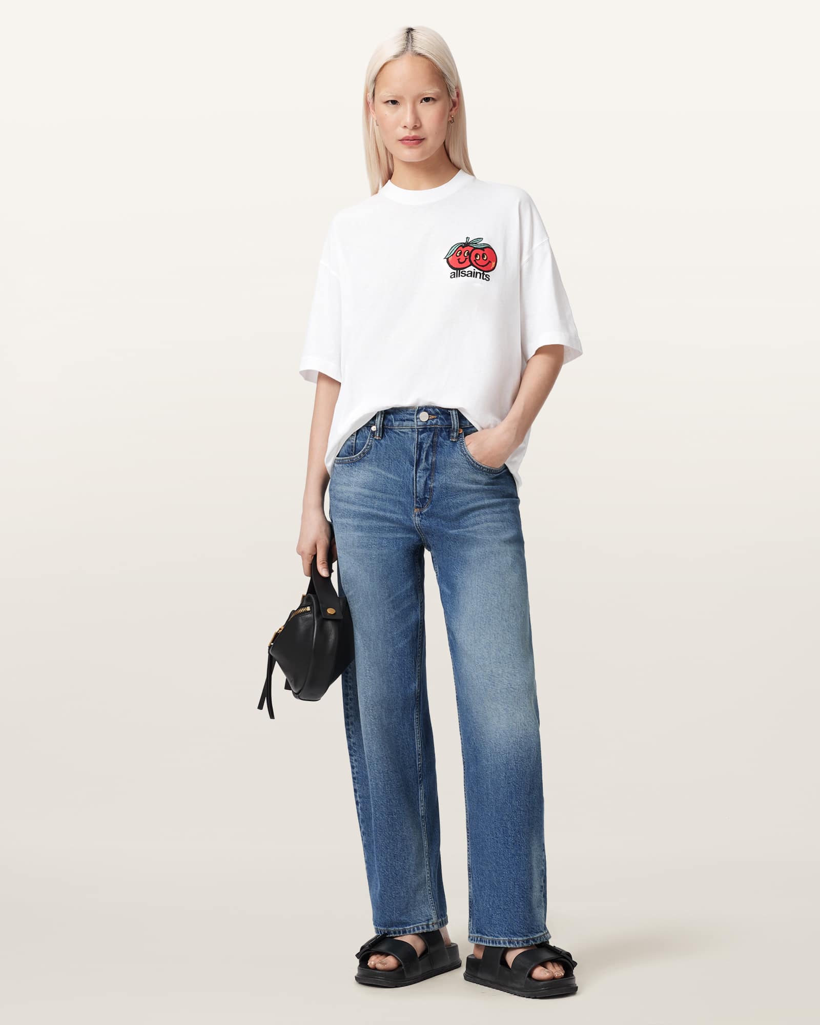 Allsaints Women's White Mutual Etta Oversized Short Sleeve T-Shirt - Size  S