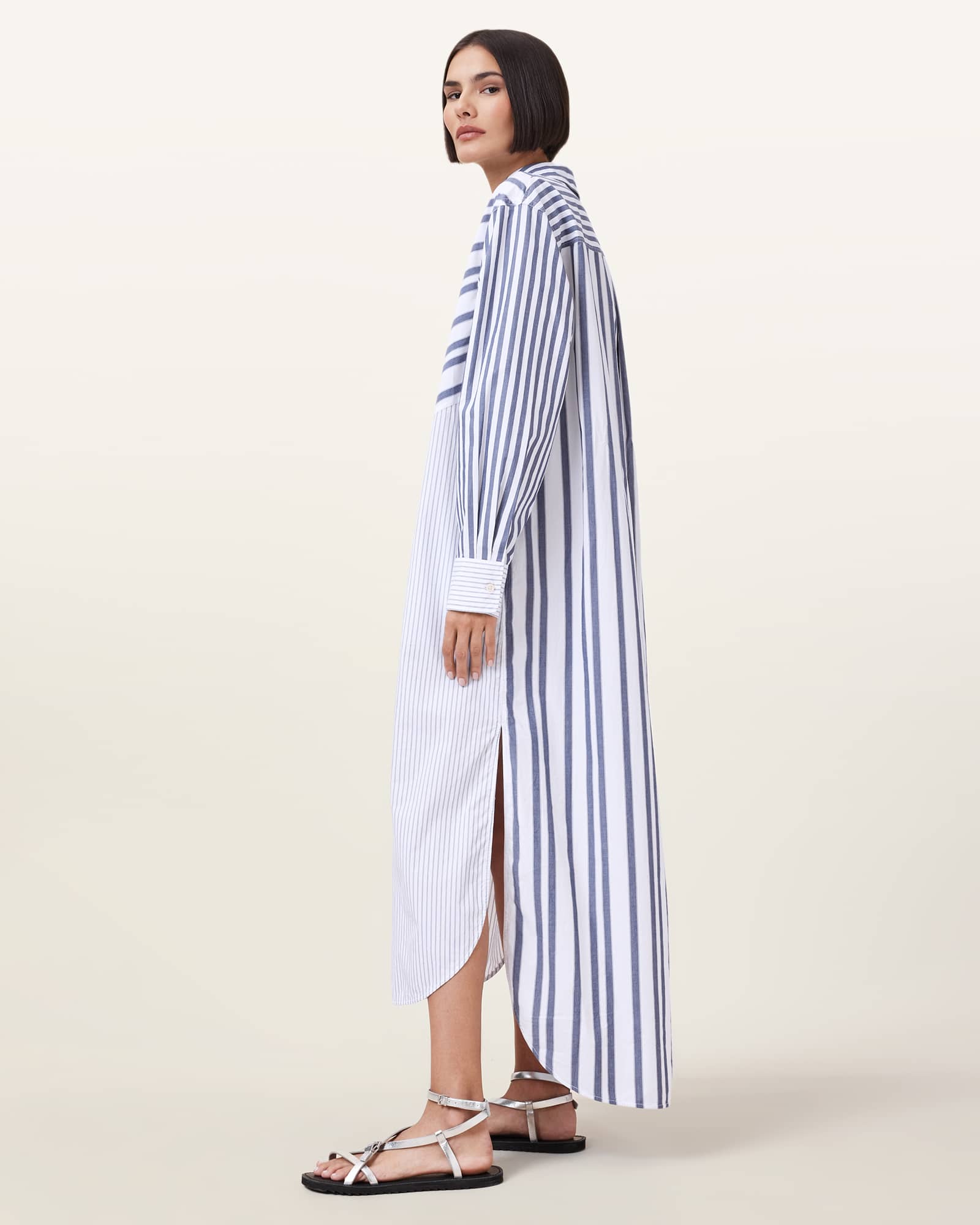 Allsaints Women's Shannon Striped Shirt Maxi Dress - Size  Xs
