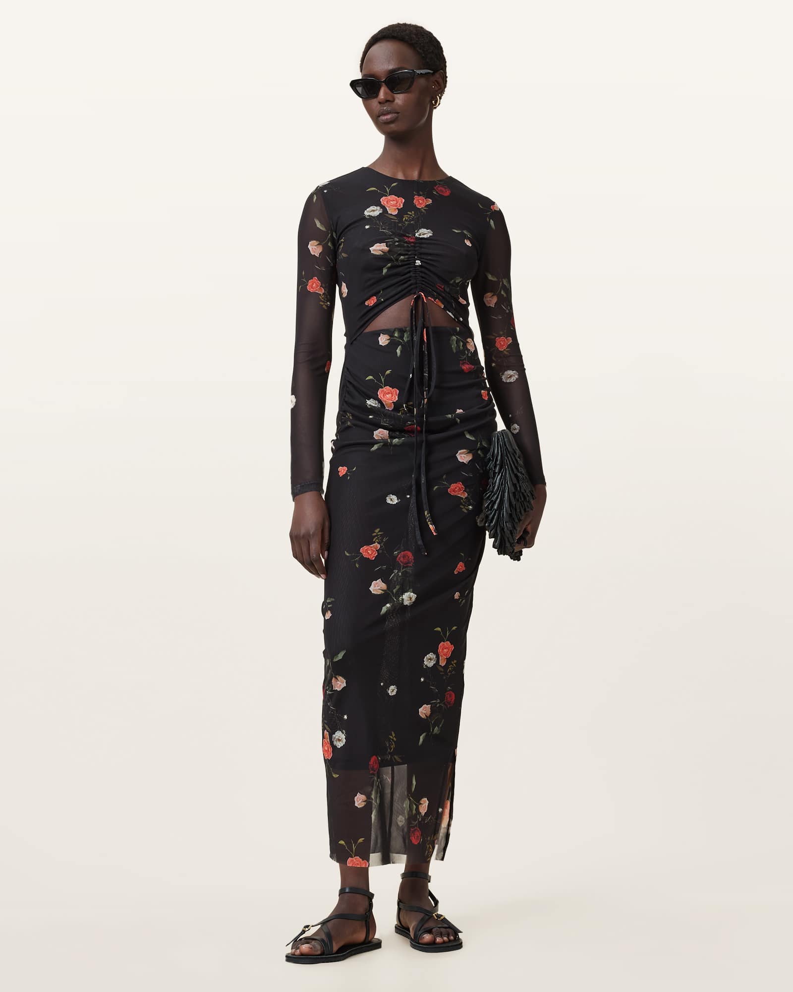 AllSaints Kathy Print Mesh Maxi Dress