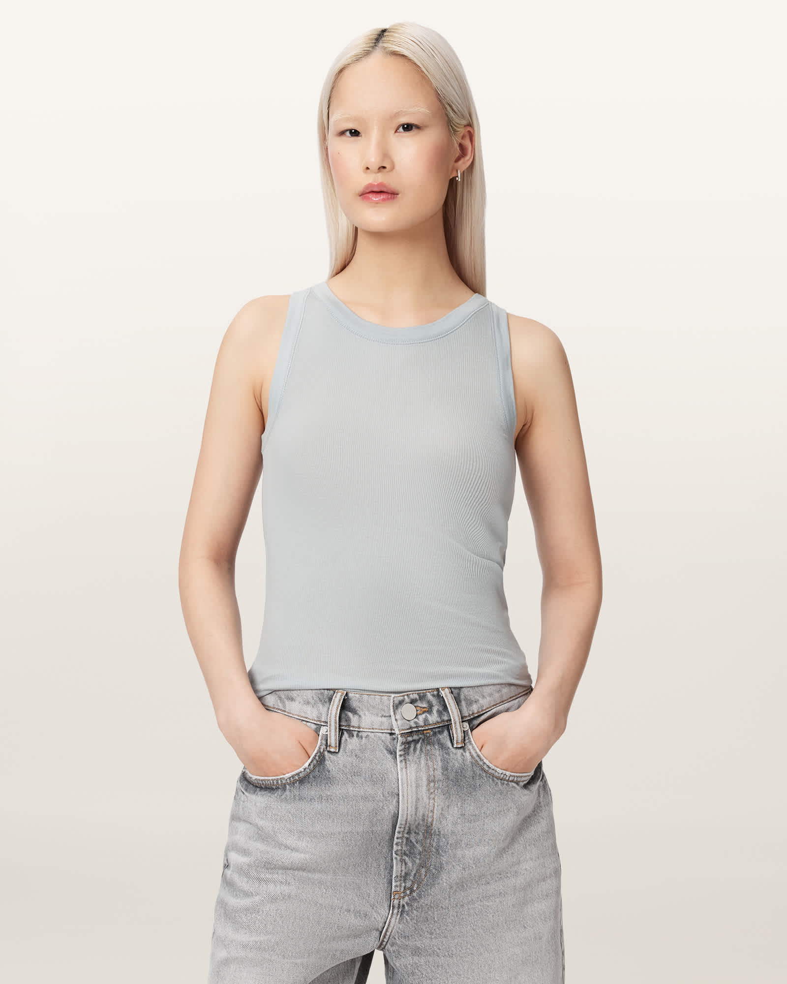 Allsaints Women's Blue Rina Crew Neck Sleeveless Tank Top - Size  L