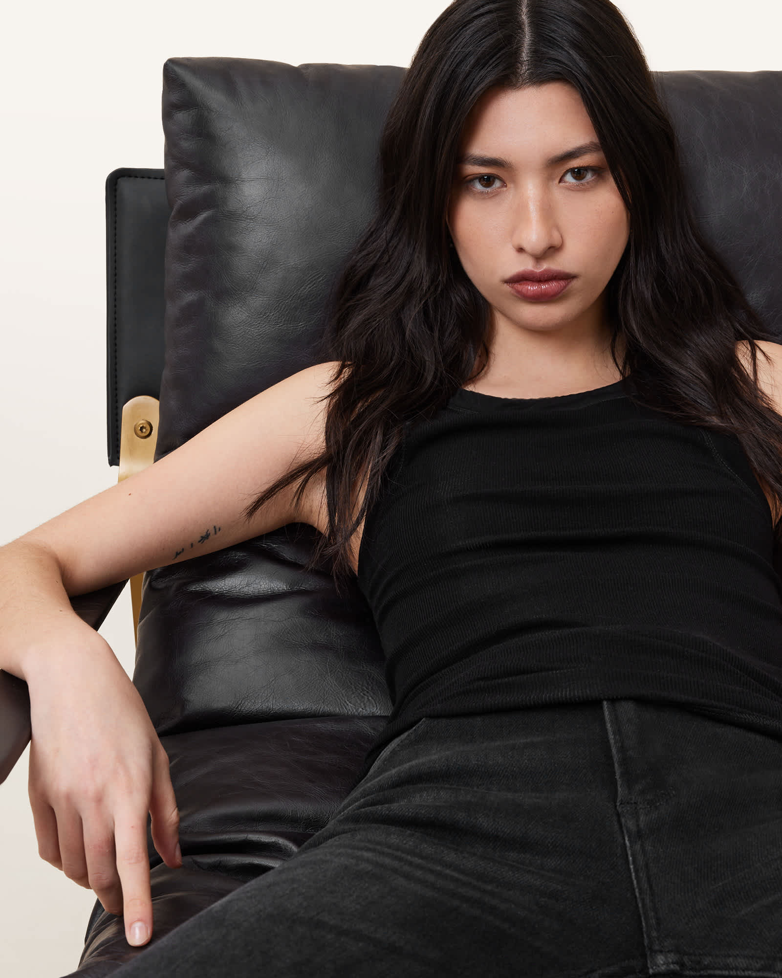 Allsaints Women's Black Rina Crew Neck Sleeveless Tank Top - Size  S