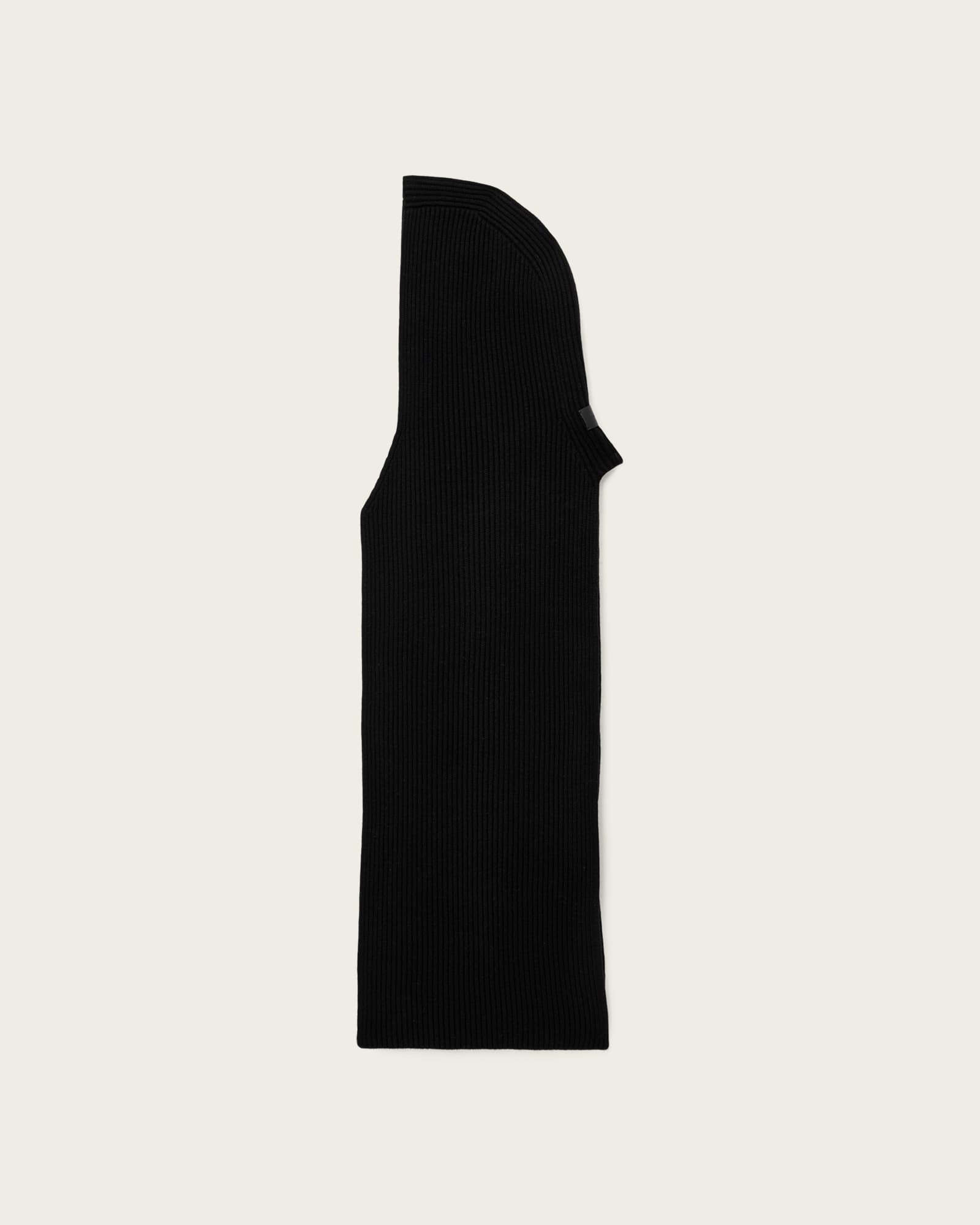 Allsaints Wool Wren Hooded Wool Scarf In Black