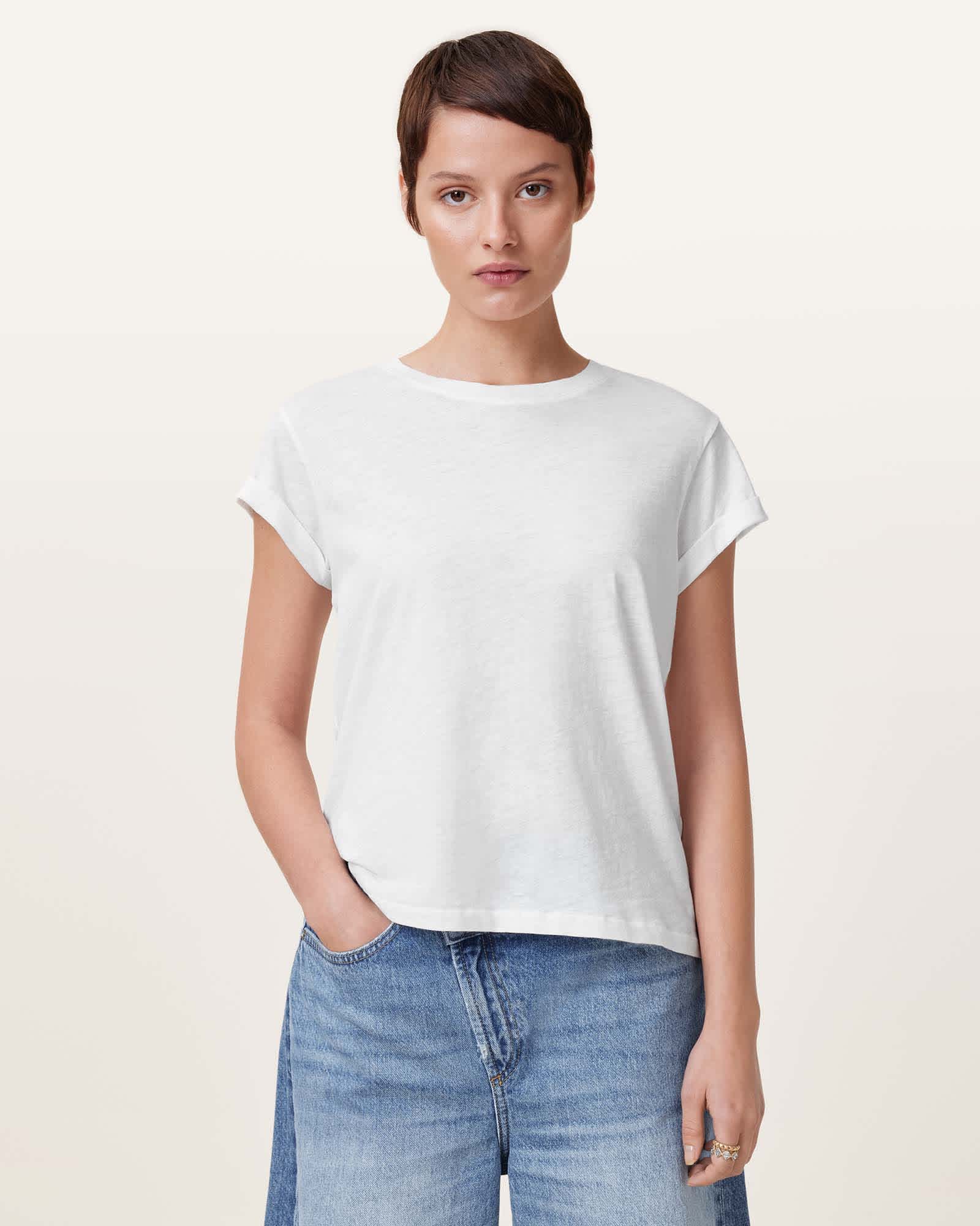 AllSaints Women's Cotton Anna Crew Neck Short Sleeve T-Shirt, Size: M