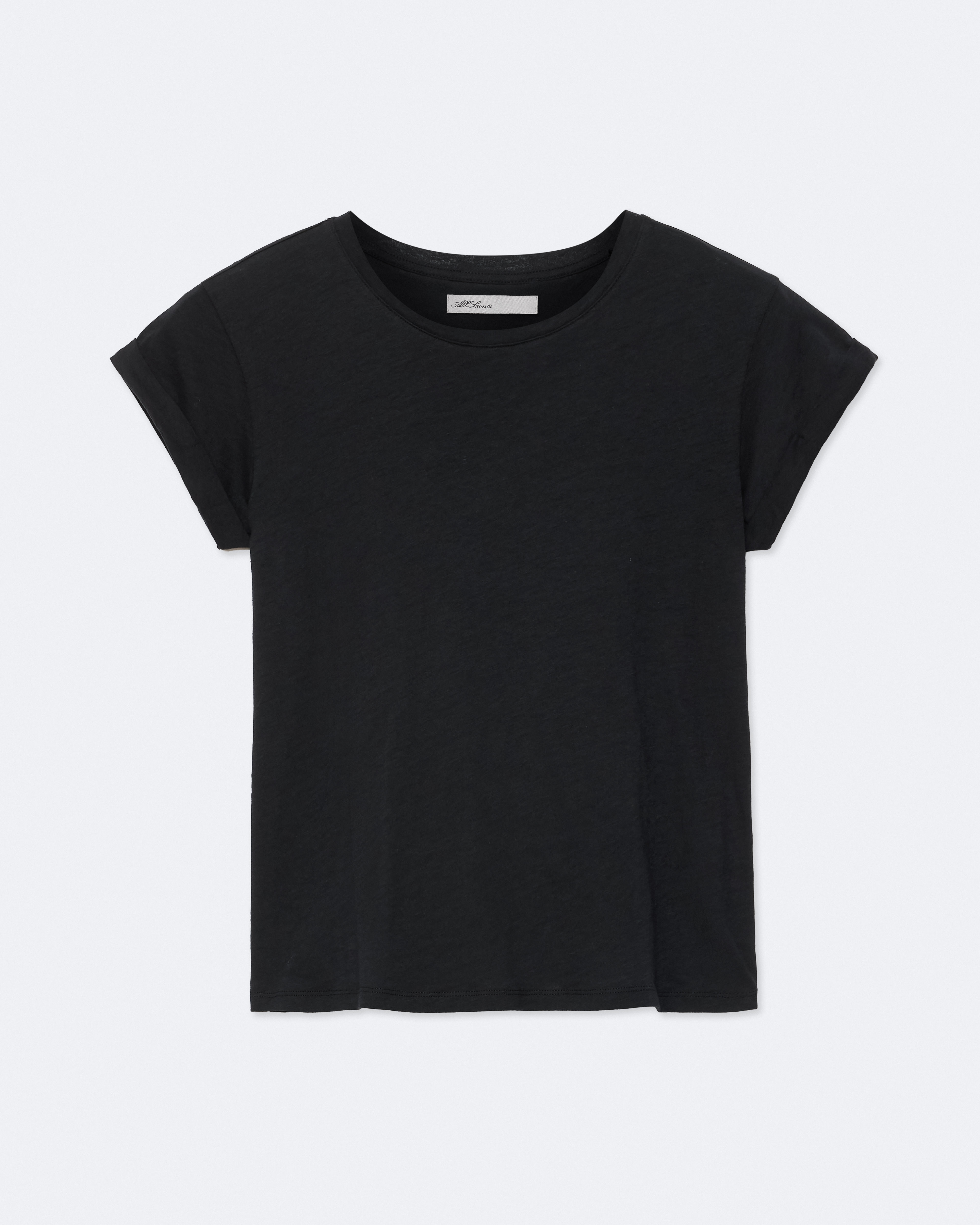 Allsaints Damen Schwarz Women's Anna Regular-Fit Cotton T-Shirt Size L