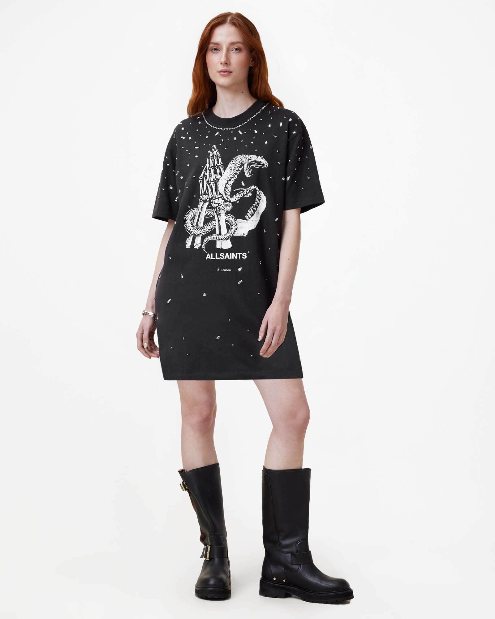 Allsaints Women's Asp Embellished Slouchy Mini T-Shirt Dress - Size  Xs