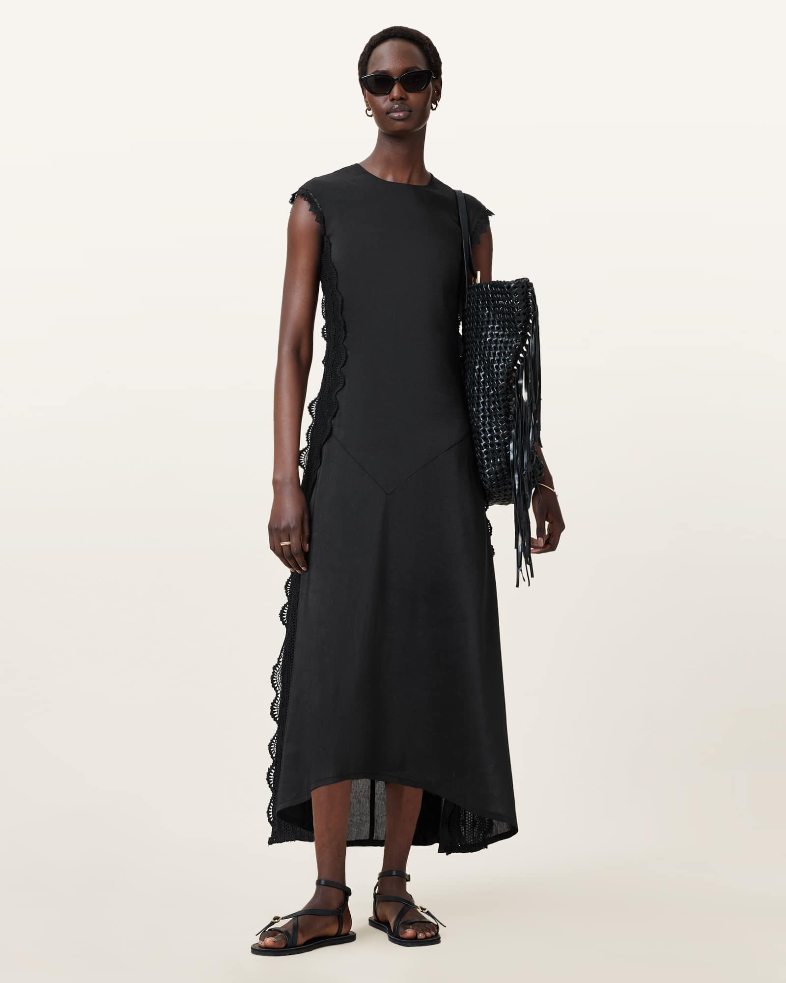 Allsaints Women's Lyra Linen Midi Dress - Size  6