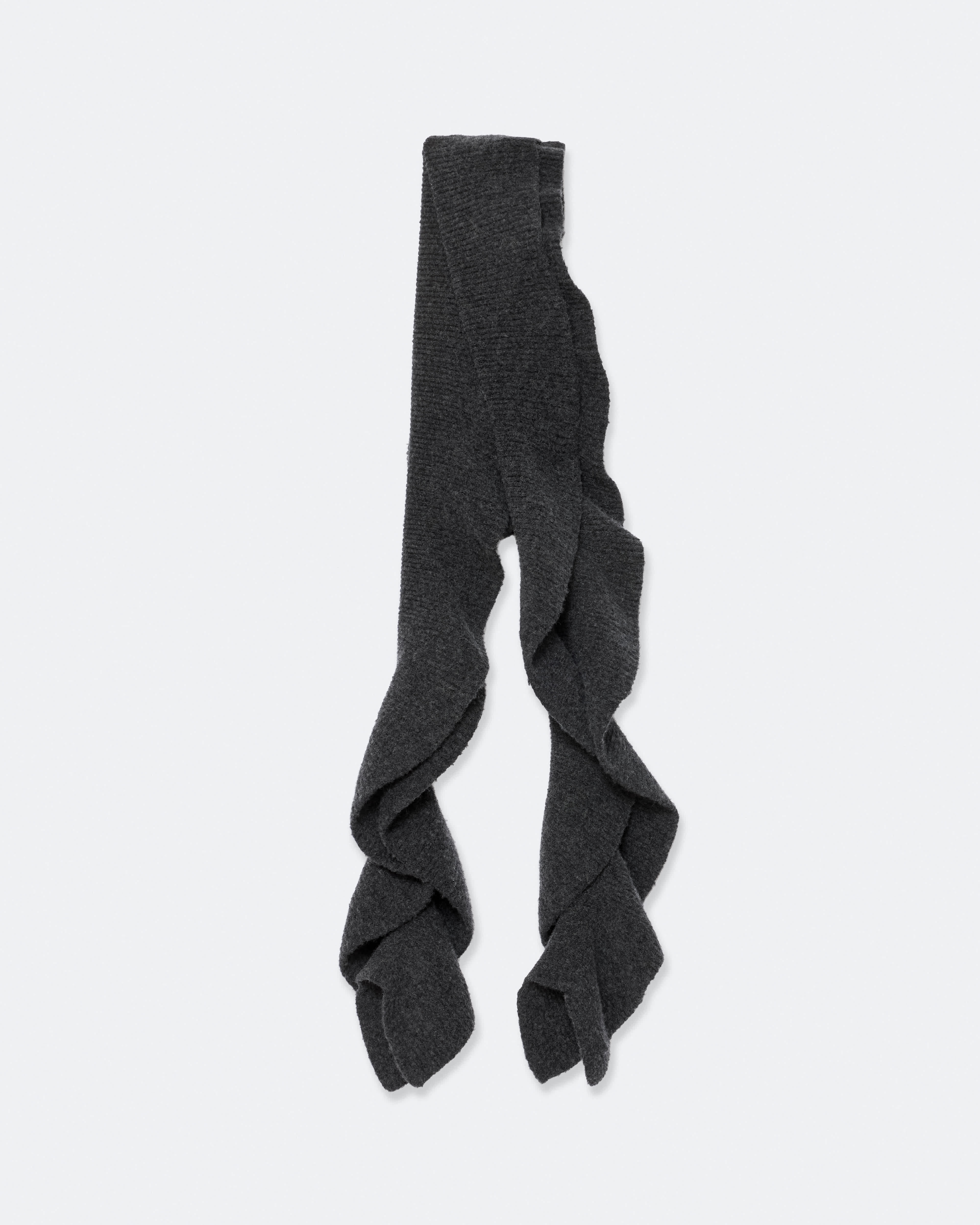 AllSaints Amalie Ruffle Wool-Blend Scarf, Charcoal, One Size